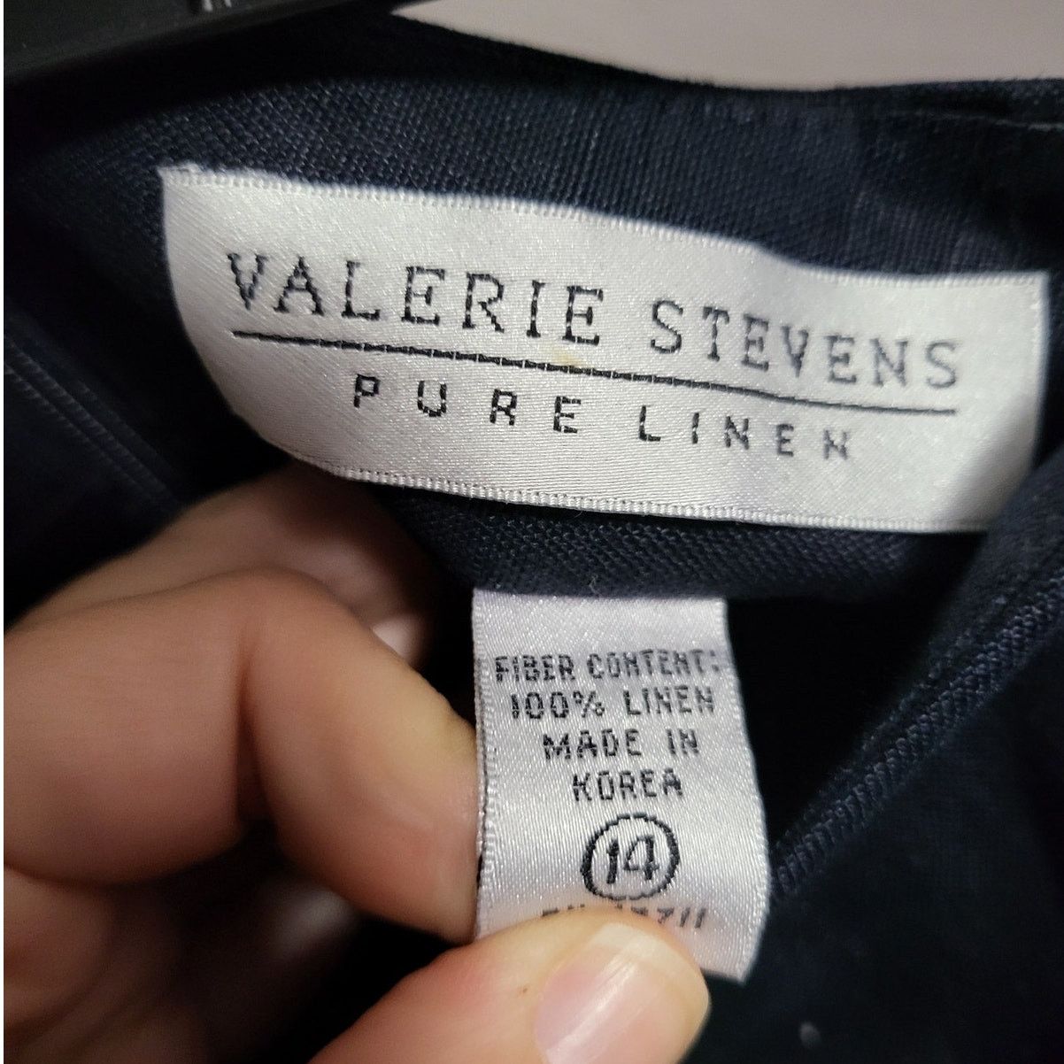 Other Valerie Stevens Pure Linen Dark Blue/Black Pencil Skirt - 14 Size 36" / US 14 / IT 50 - 3 Thumbnail