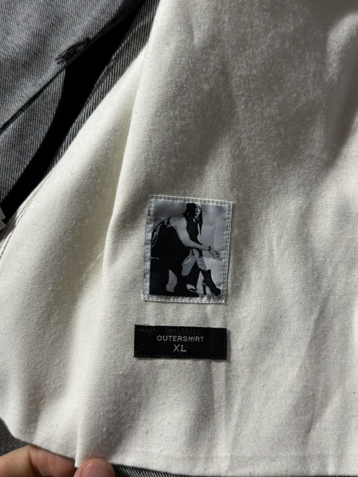 Rick Owens Denim Outershirt Milk Melange Overshirt Size US XL / EU 56 / 4 - 9 Thumbnail