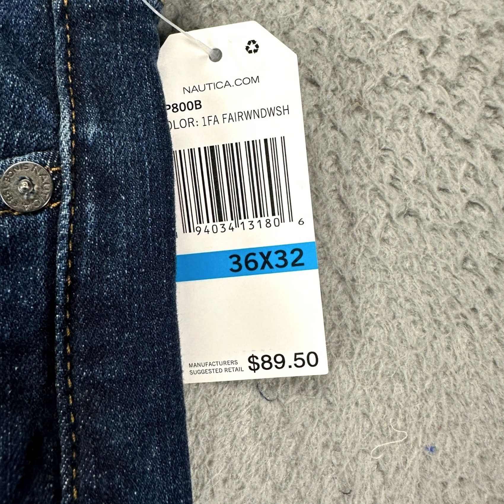 Nautica VINTAGE Nautica Jeans Slim Fit Mens 36X32 Blue Distressed Tapered Leg Stretch Denim NEW Size US 36 / EU 52 - 7 Thumbnail