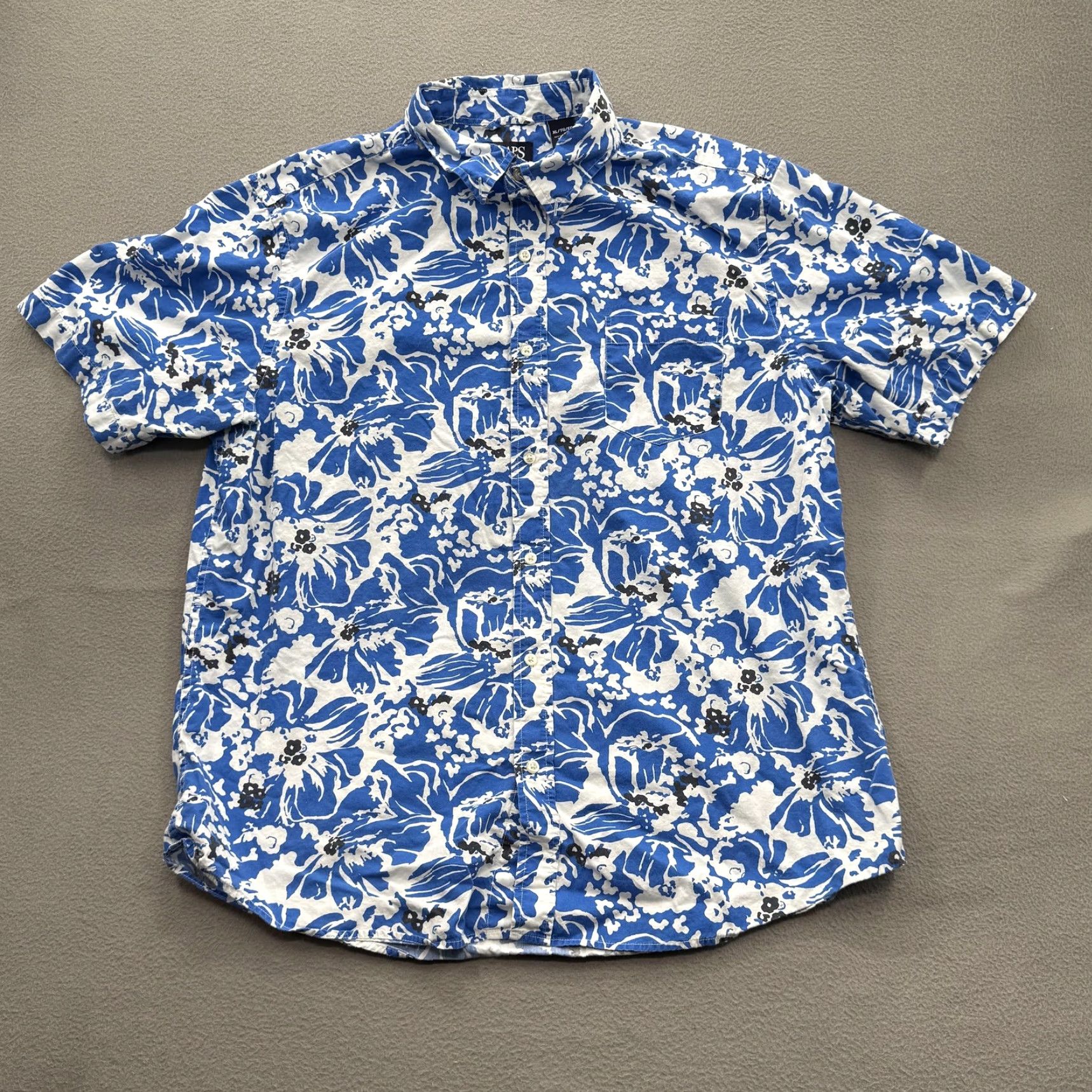Chaps Chaps Shirt Mens XL Blue White Hawaiian Floral Short Sleeve Button Up Size US XL / EU 56 / 4 - 2 Thumbnail