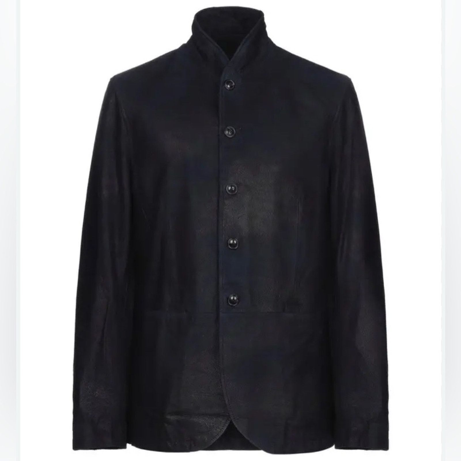John Varvatos Burnished Suede Jacket size XL Dark Navy Shawl Collar Button Size US L / EU 52-54 / 3 - 16 Thumbnail
