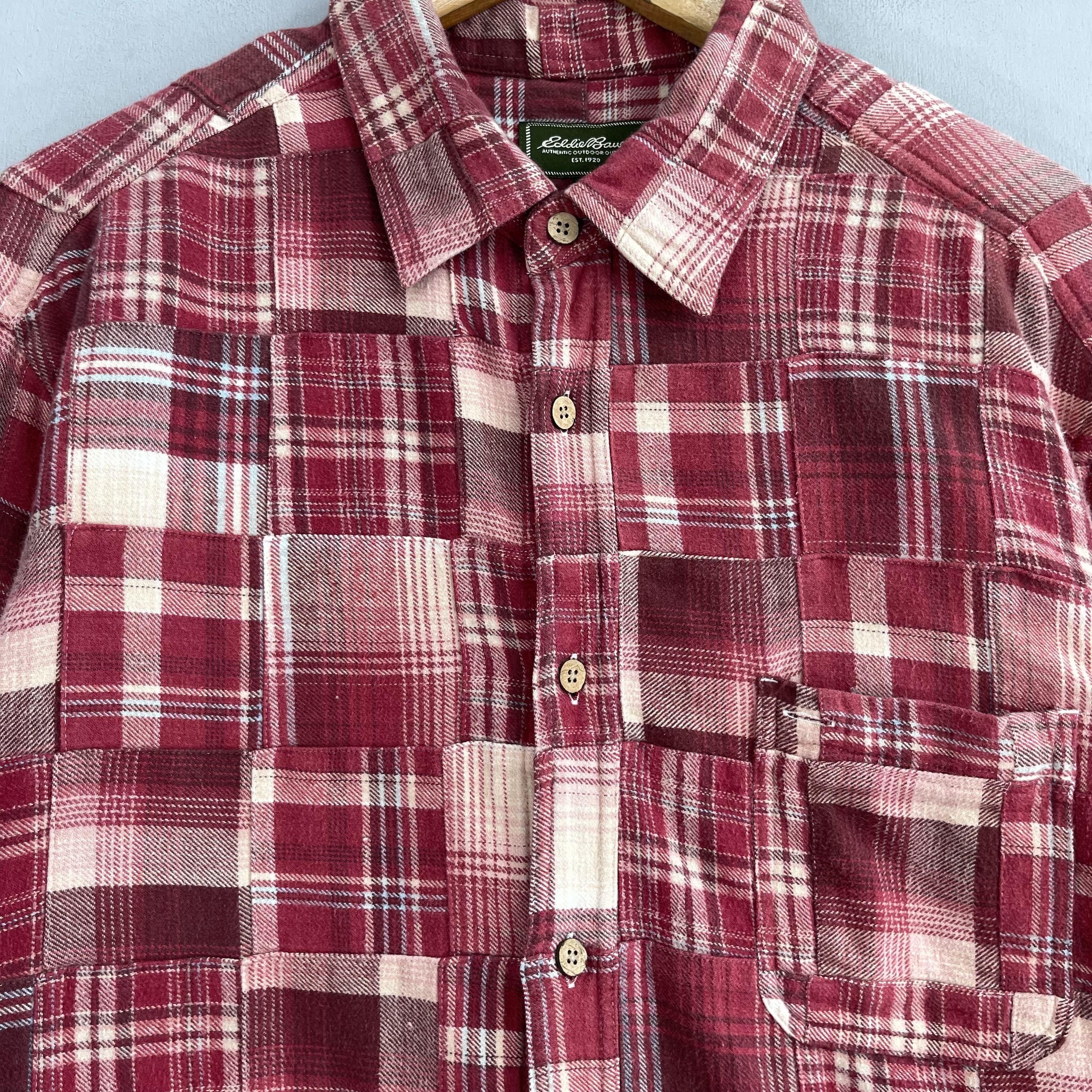 Eddie Bauer Vintage EDDIE BAUER Patchwork Red Tartan Rebuild Flannel Size US XL / EU 56 / 4 - 2 Thumbnail