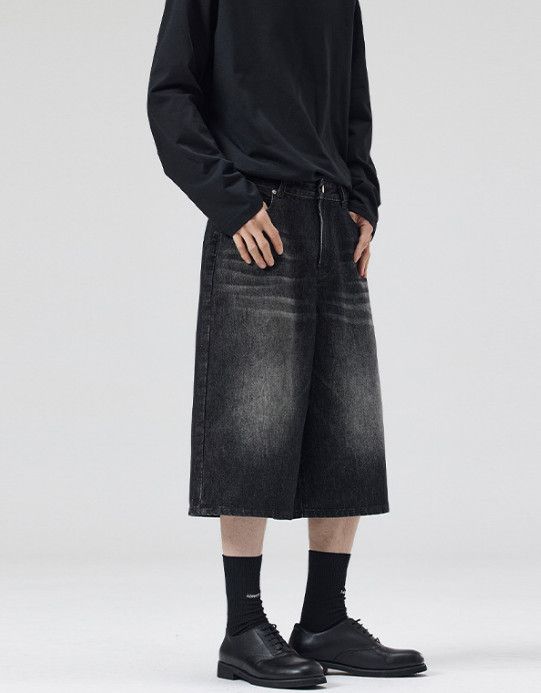 Japanese Brand American men's straight wide-leg baggy denim shorts Size US 32 / EU 48 - 2 Thumbnail