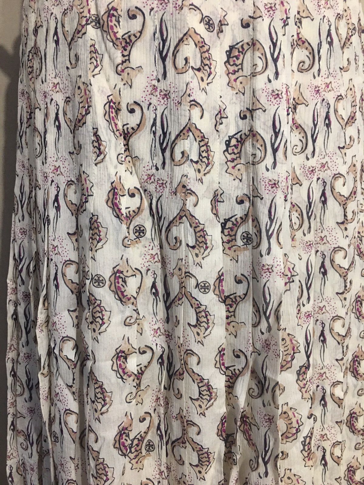 Tory Burch Tory Burch Pleated Silk Seahorse Print Skirt Size UK 8 Size 27" / US 4 / IT 40 - 3 Thumbnail