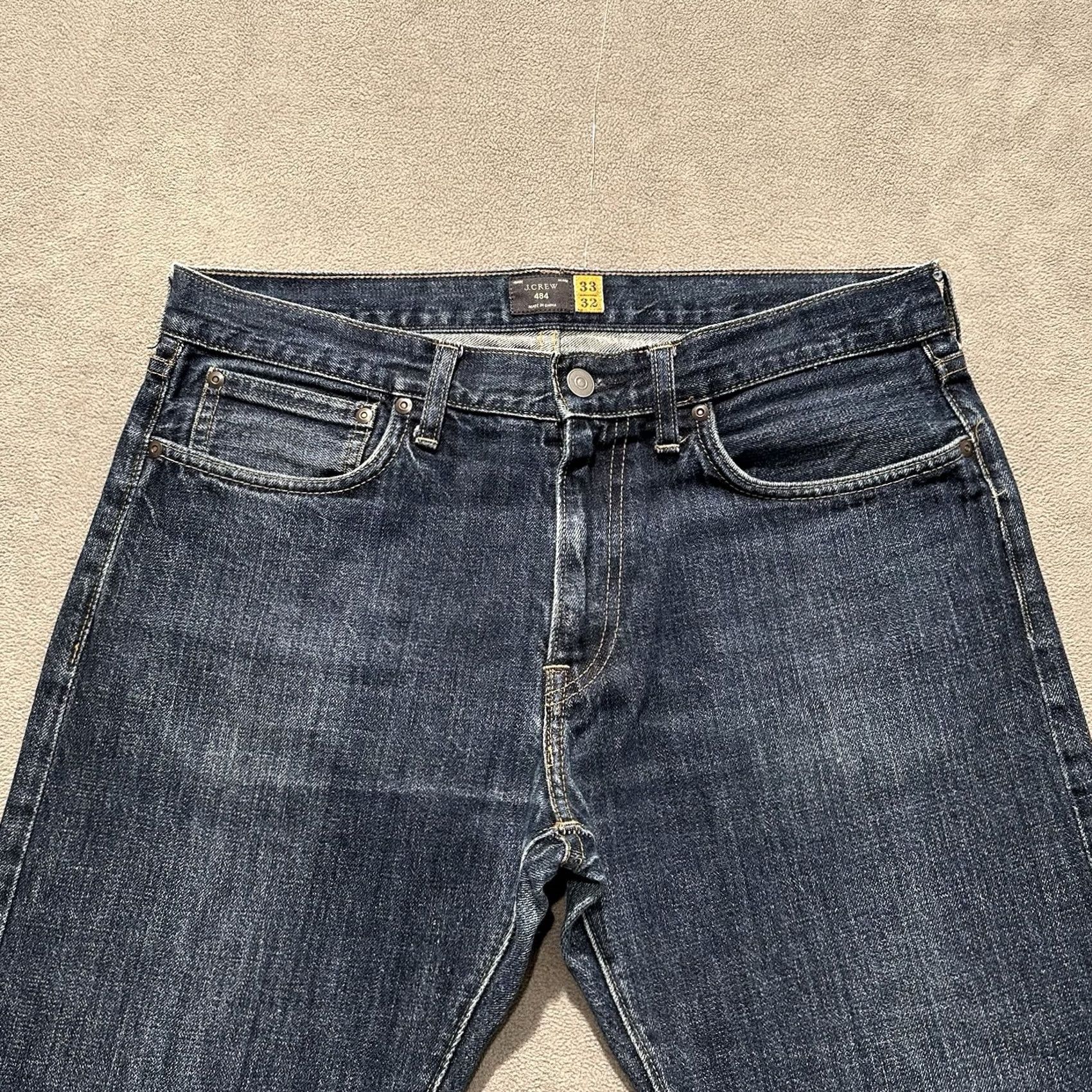 J.Crew J Crew 484 Jeans Mens 33x32 Blue Slim Fit Straight Leg Dark Wash GUC Size US 33 - 3 Thumbnail