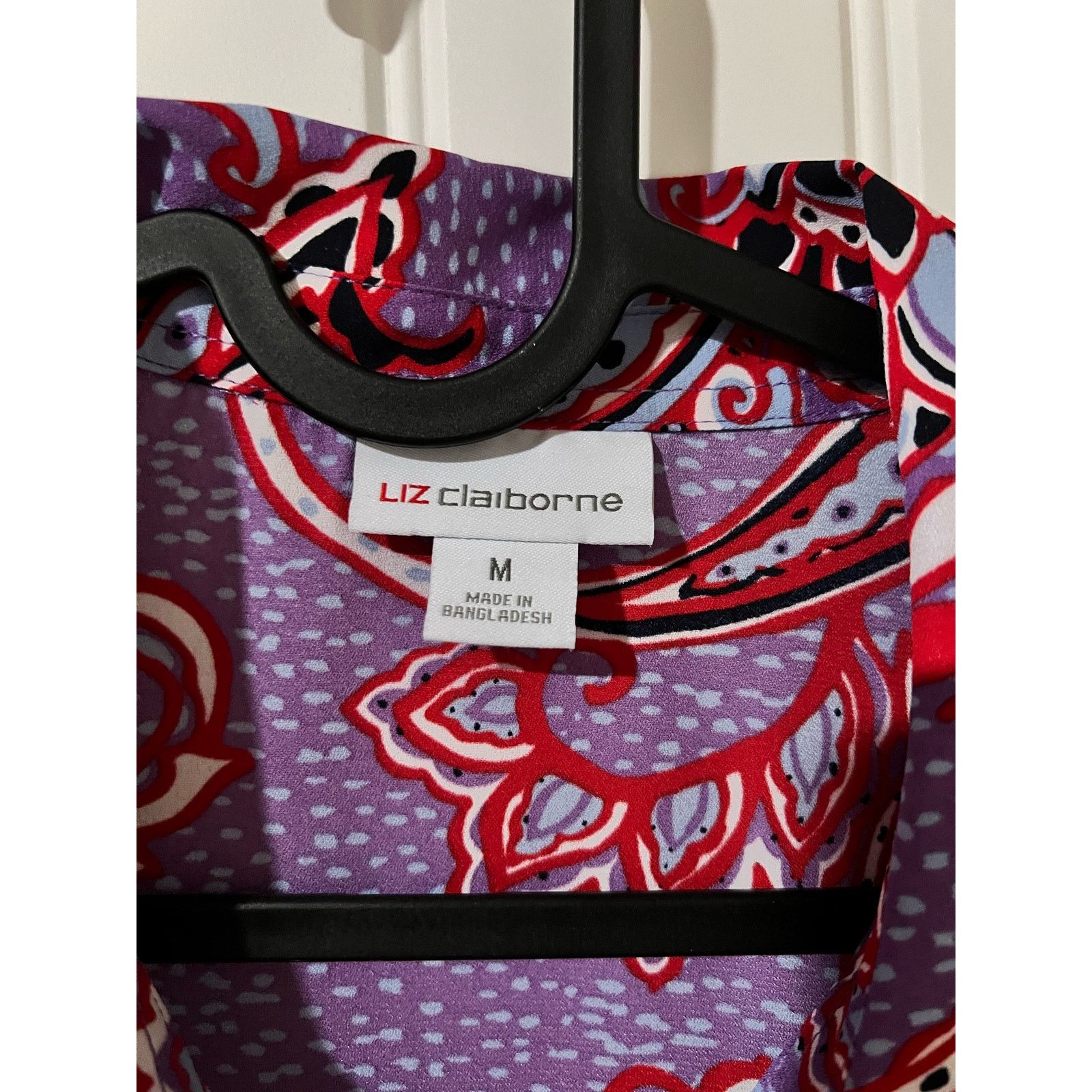 Liz Claiborne Sleeveless Blouse Purple Bloom Paisley Medium Top Pocket Size M / US 6-8 / IT 42-44 - 6 Thumbnail