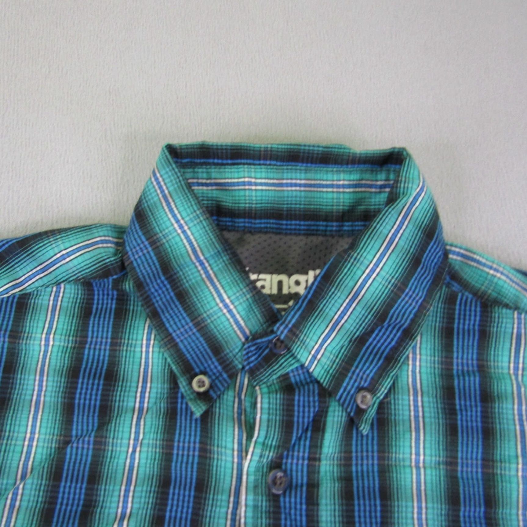 Wrangler VINTAGE Wrangler Men's Shirt Medium Blue Green Plaid Western Cowgirl Cowboy 90s Button Up Size US M / EU 48-50 / 2 - 2 Thumbnail