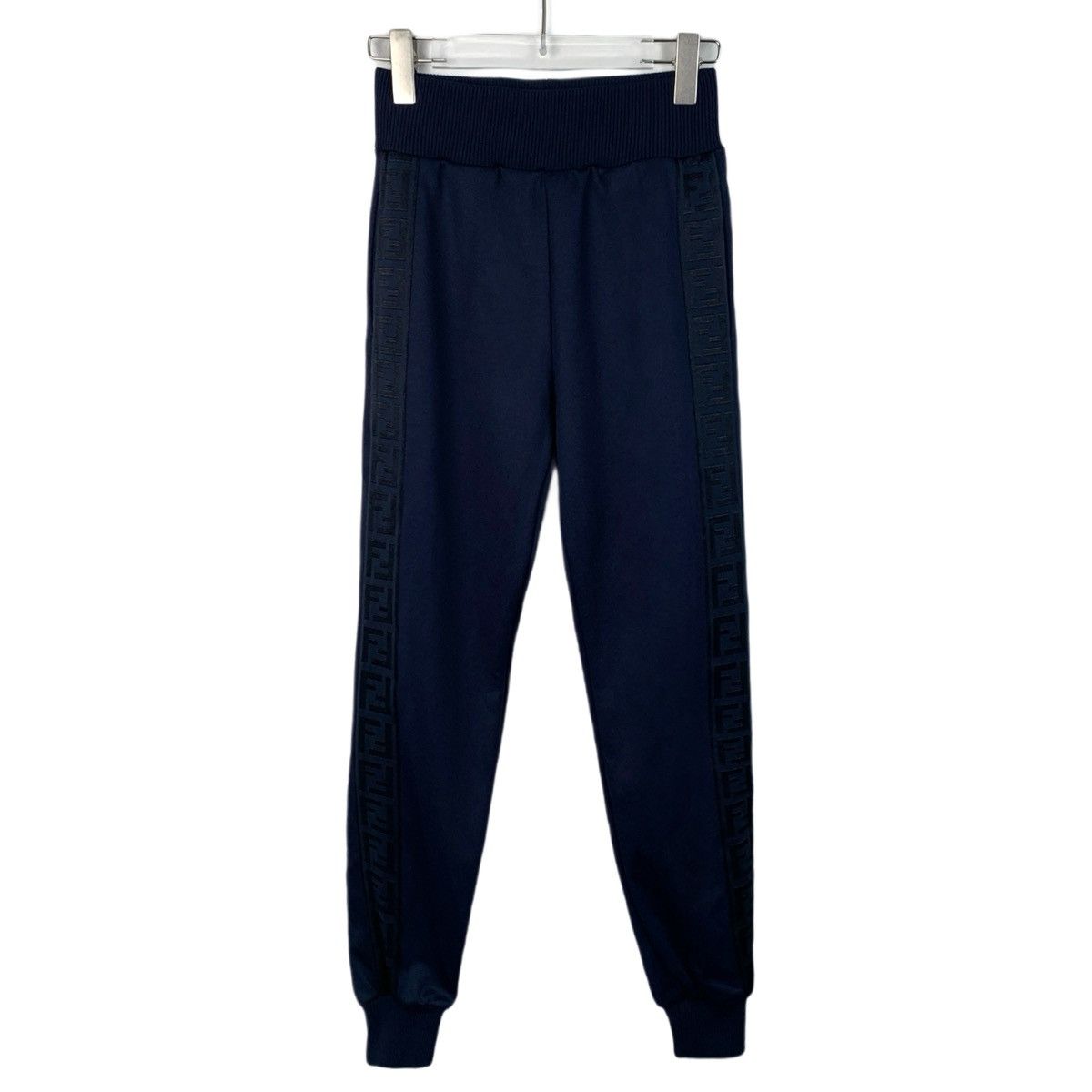 Fendi Fendi Navy Side Logo Letter Cuffed Casual Pants K26WX Size 26" / US 2 / IT 38 - 1 Thumbnail