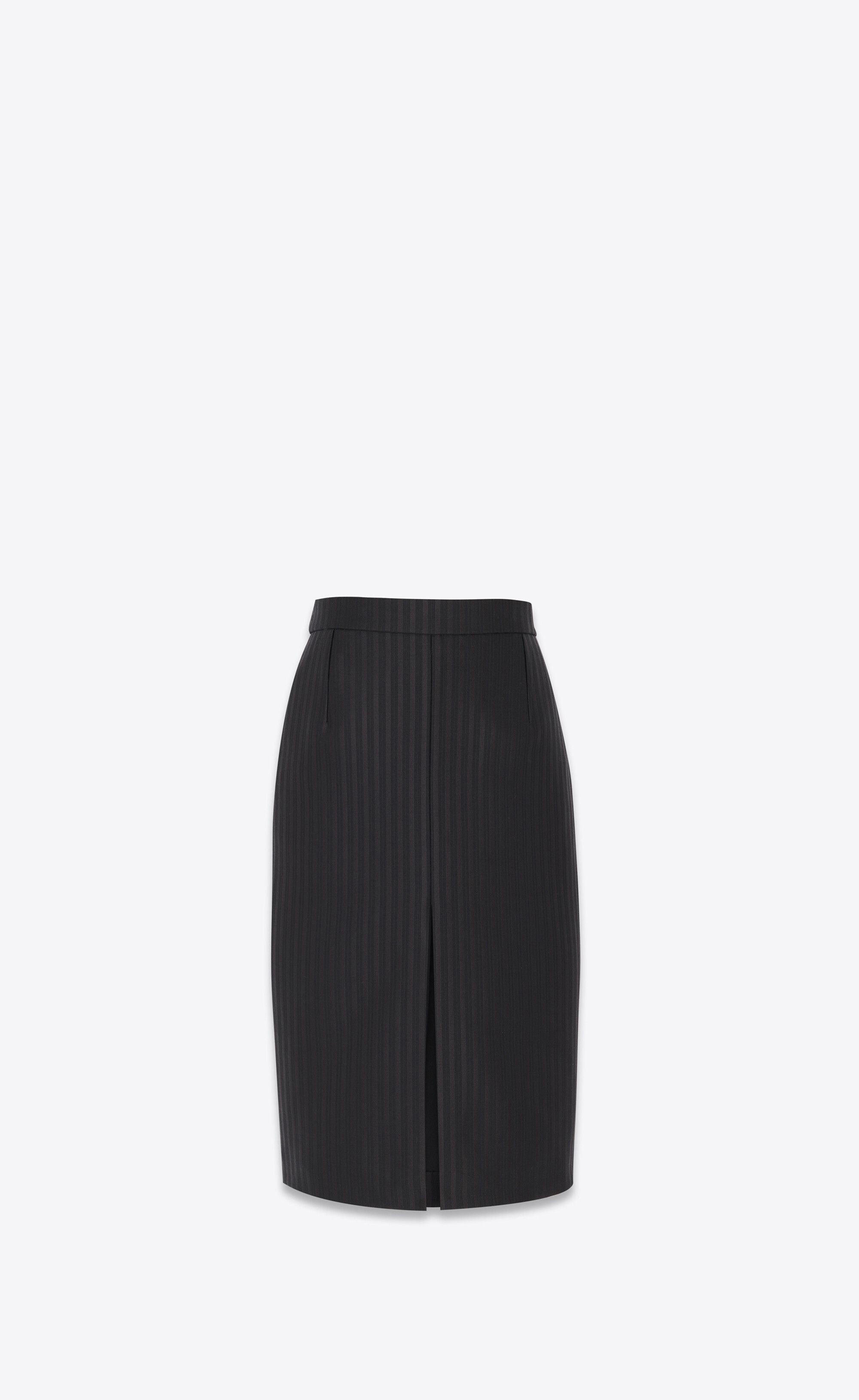 Saint Laurent Paris oc11z0226 762647 Pencil Skirt in Striped Wool and Silk Size 27" / US 4 / IT 40 - 1 Thumbnail