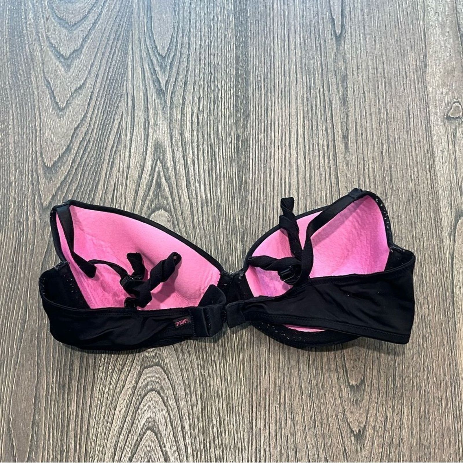 Vintage Victorias Secret PINK Black Push Up Bra - Size 34B Size ONE SIZE - 2 Thumbnail