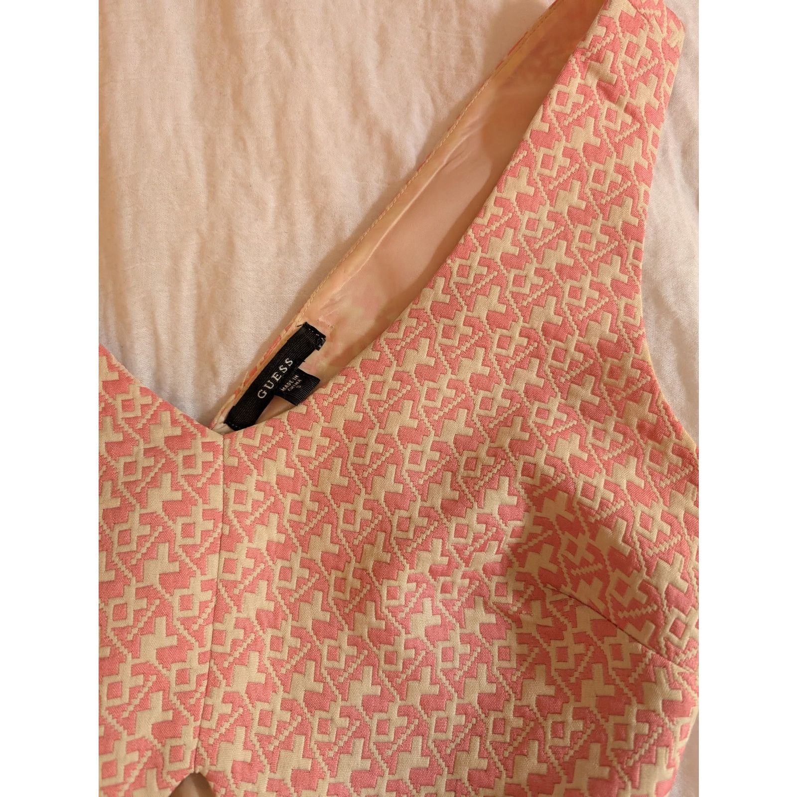 Guess Guess Pink & Cream Keyhole Fit-and-Flare Dress – Small Size S / US 4 / IT 40 - 4 Thumbnail