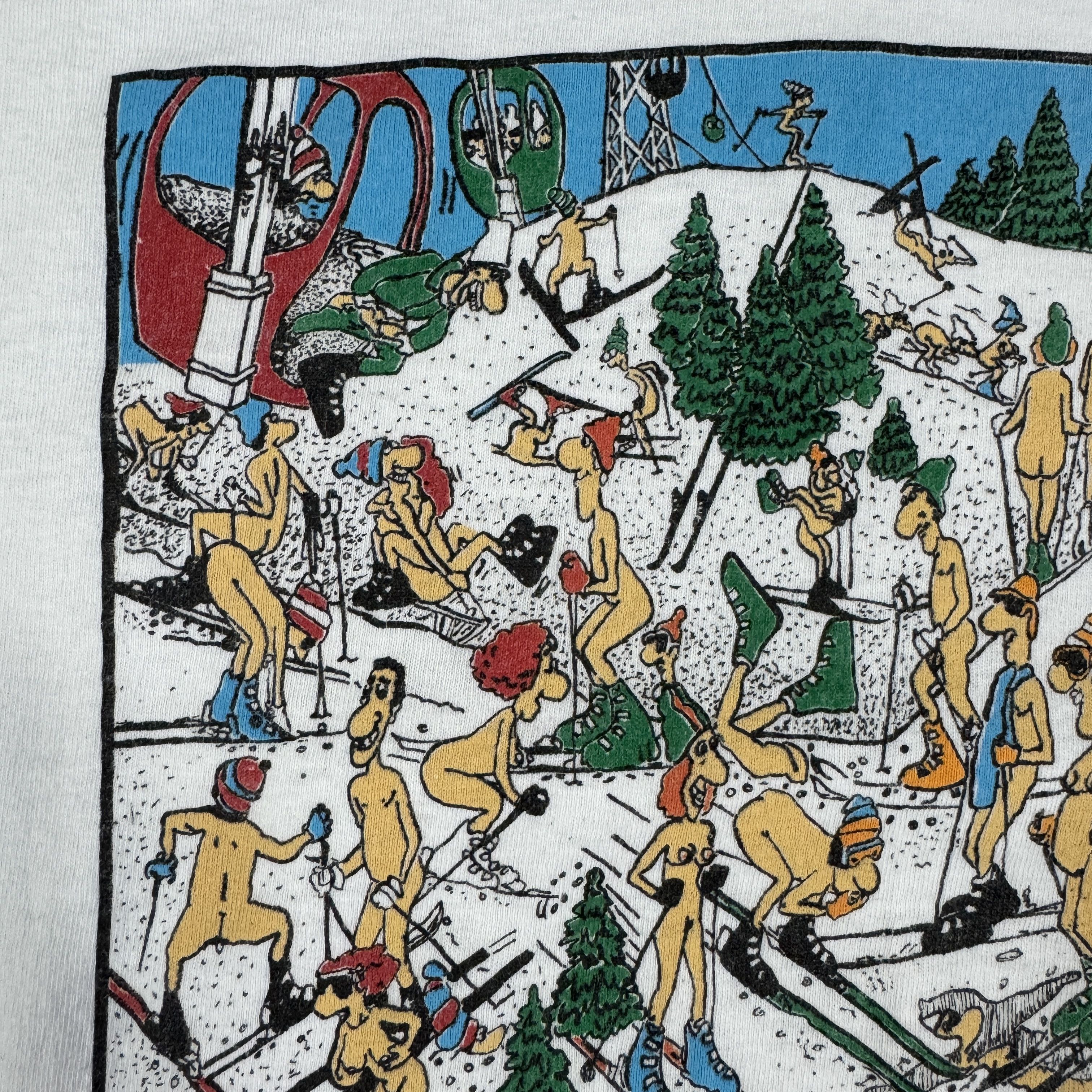 Vintage 80s Naked Ski Humor Shirt