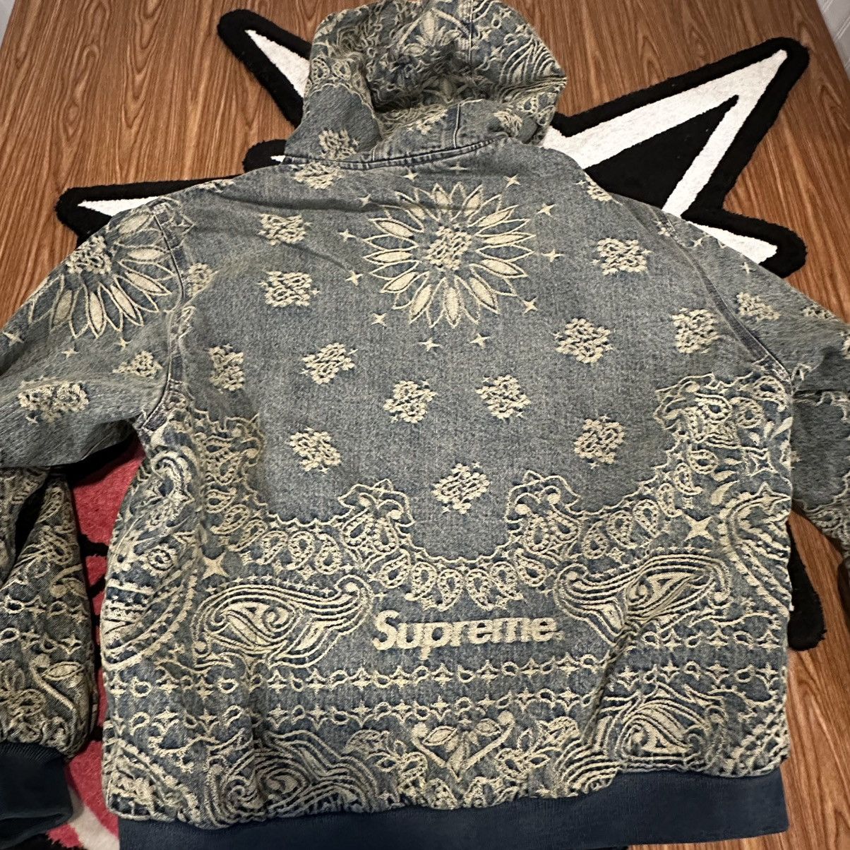 Supreme Supreme Bandana Jacquard Denim Hooded Work Jacket Blue Size US L / EU 52-54 / 3 - 10 Thumbnail
