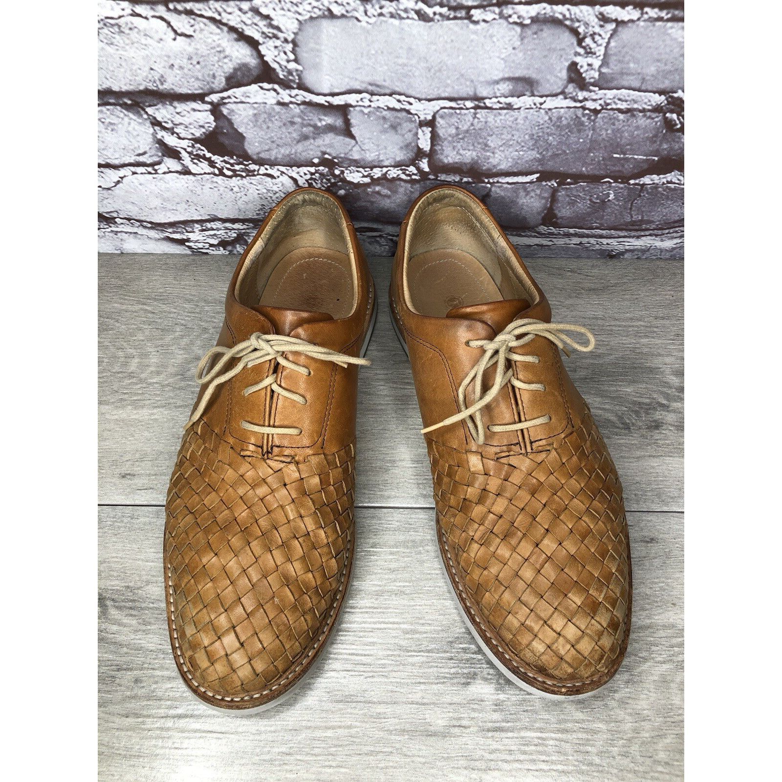 Other THOROCRAFT ROSS Brown Woven Leather Oxfords Lace Up Shoes Me Size US 10 / EU 43 - 2 Thumbnail