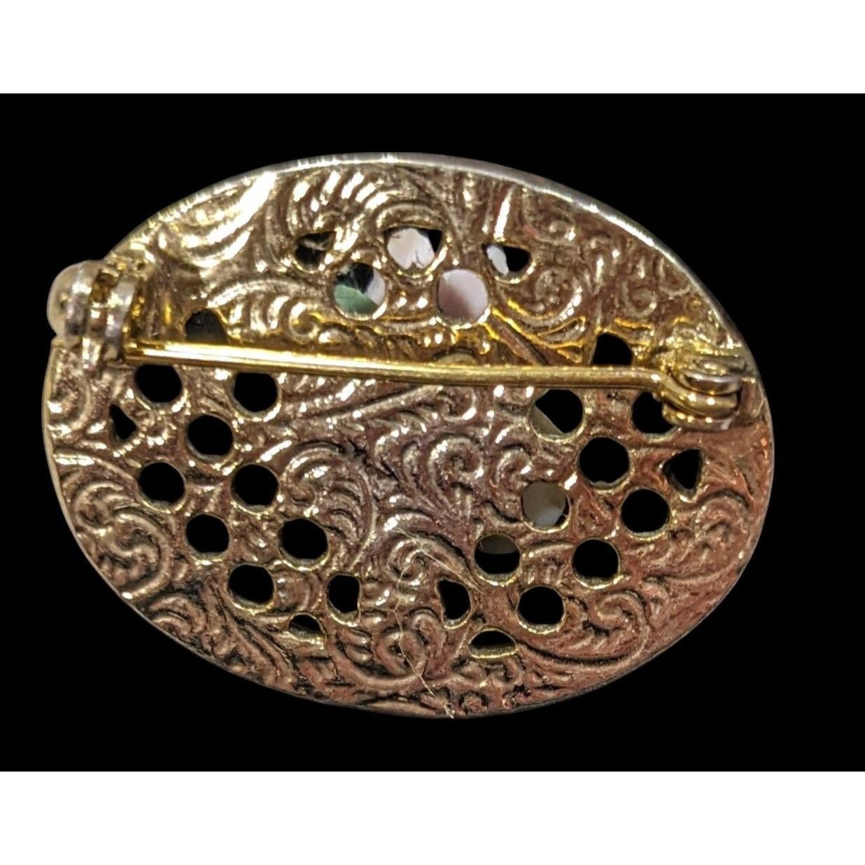 Other Vintage Victorian Style Rose Embellished Gold Tone Filigree Size ONE SIZE - 2 Thumbnail