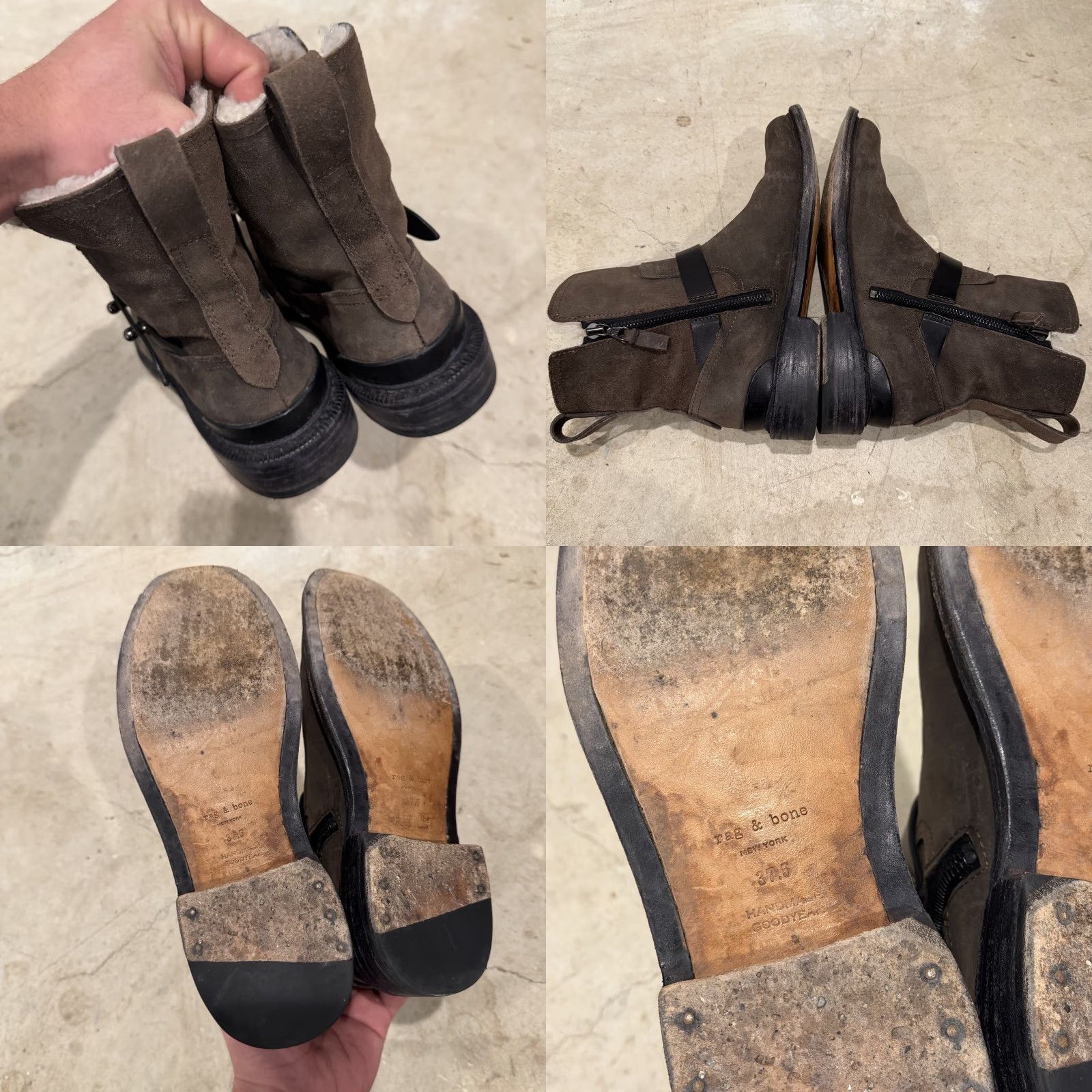 Rag & Bone Rag & Bone Ashford Ankle Moto Booties Sherpa Lined Size 37.5 (US 7.5) Brown Boots Women Leather Flat Heel Size US 8 / IT 38 - 8 Thumbnail