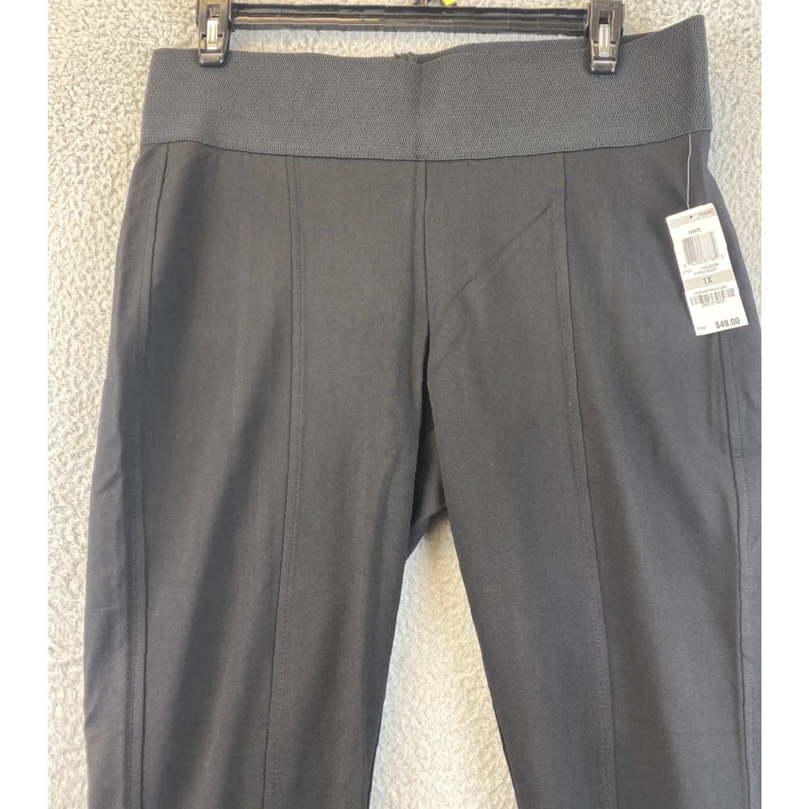 Vintage American Rag Cie Pants Skinny Jegging Ponte Black Burgundy 1X Womens Size 40" / US 18 - 2 Thumbnail