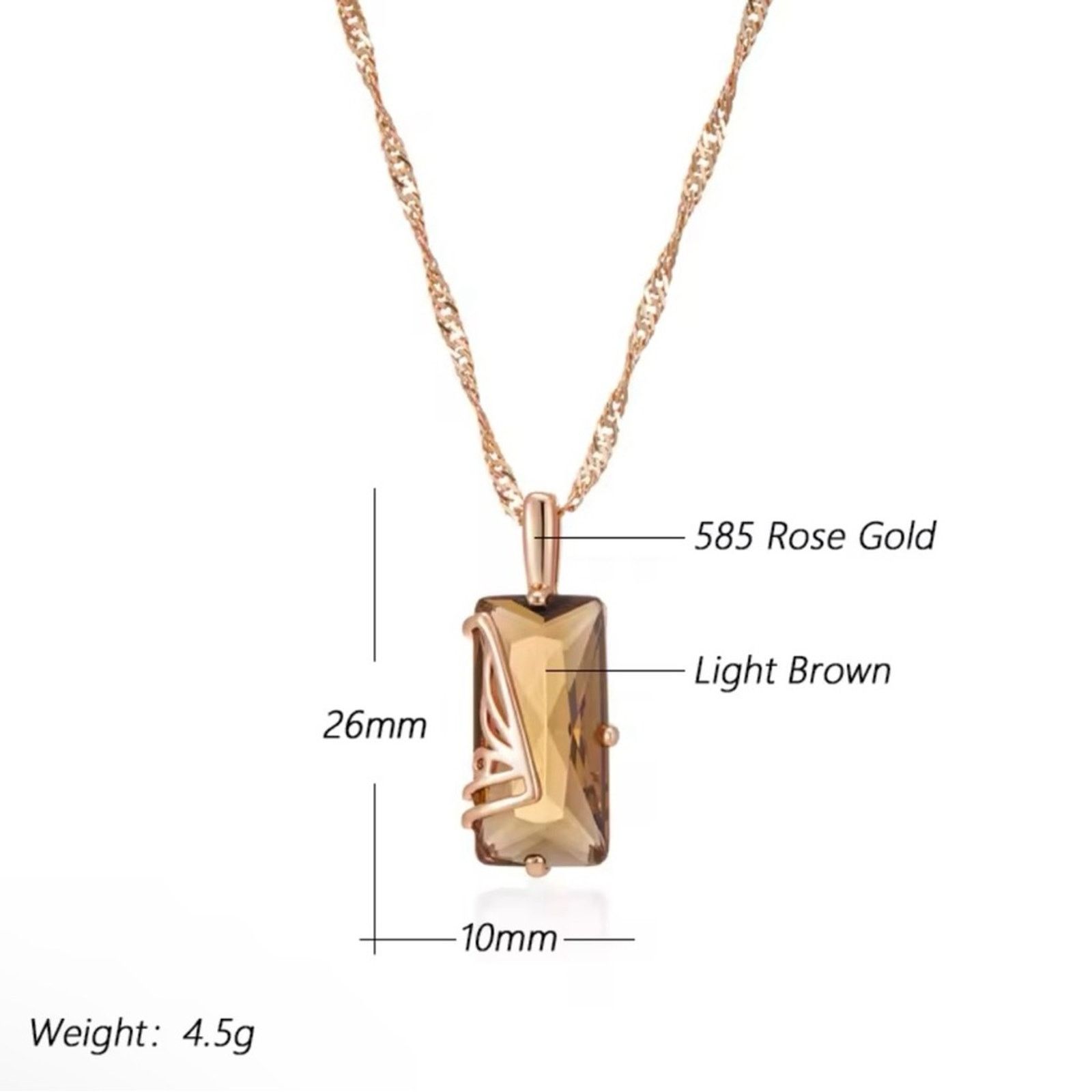 Other Light Brown Zircon Pendant Necklace Women Square 585 Rose Size ONE SIZE - 5 Thumbnail