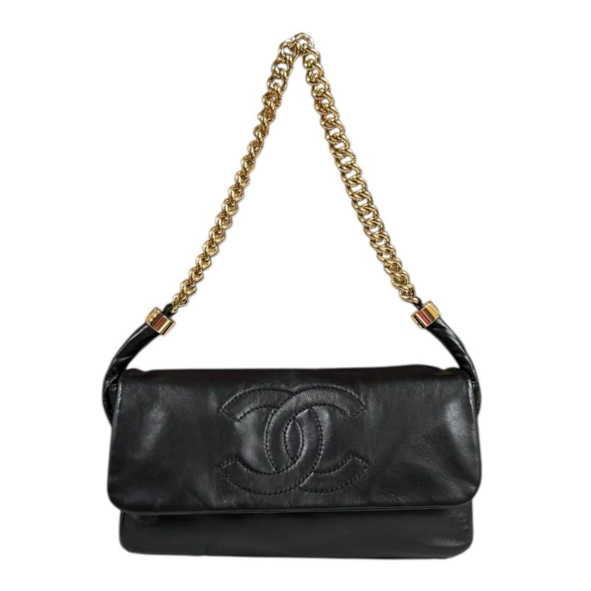 Chanel Chanel Coco Mark Shoulder Bag, Leather, Black, Women's, Used, Chain Size ONE SIZE - 1 Thumbnail