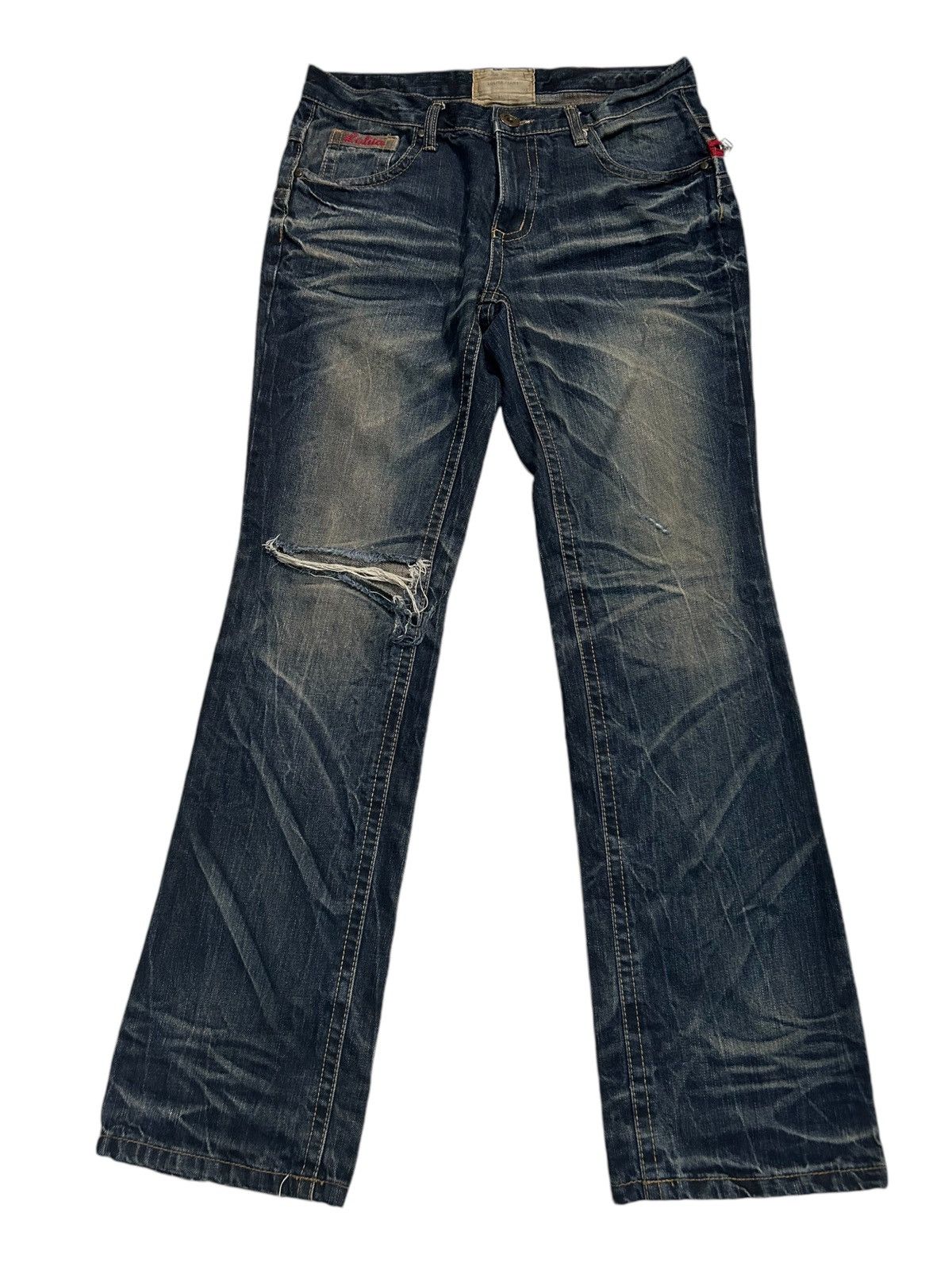 If Six Was Nine × KMRii × Le Grande Bleu (L.G.B.) Vintage Lolita Distressed Mud Wash Punk Style Denim Rare 🎌☠️☠️ Size US 34 / EU 50 - 2 Thumbnail