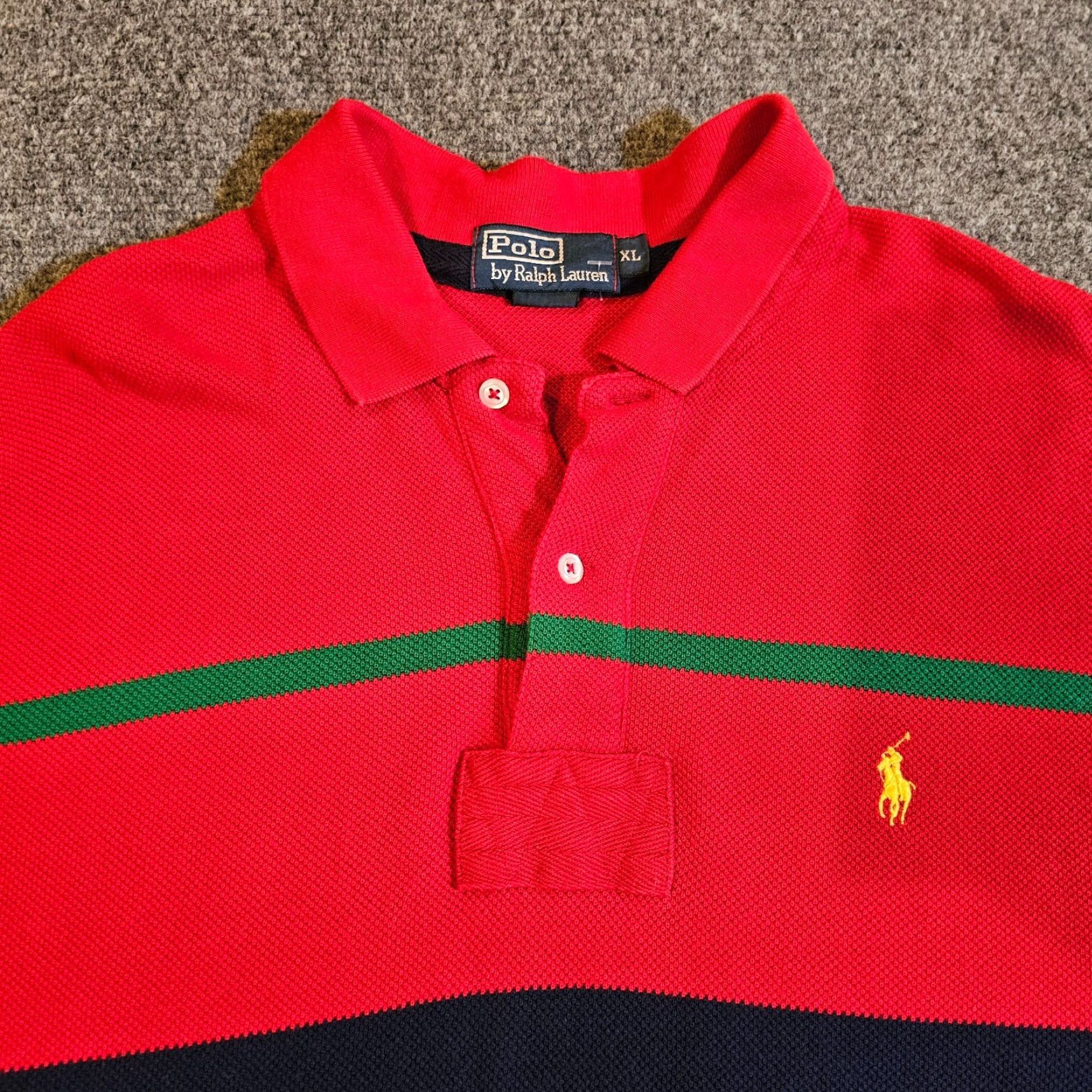 Polo Ralph Lauren VINTAGE Lauren Ralph Lauren Shirt Mens XL Red Striped Coloblocked Knit Casual Preppy Size US XL / EU 56 / 4 - 2 Thumbnail