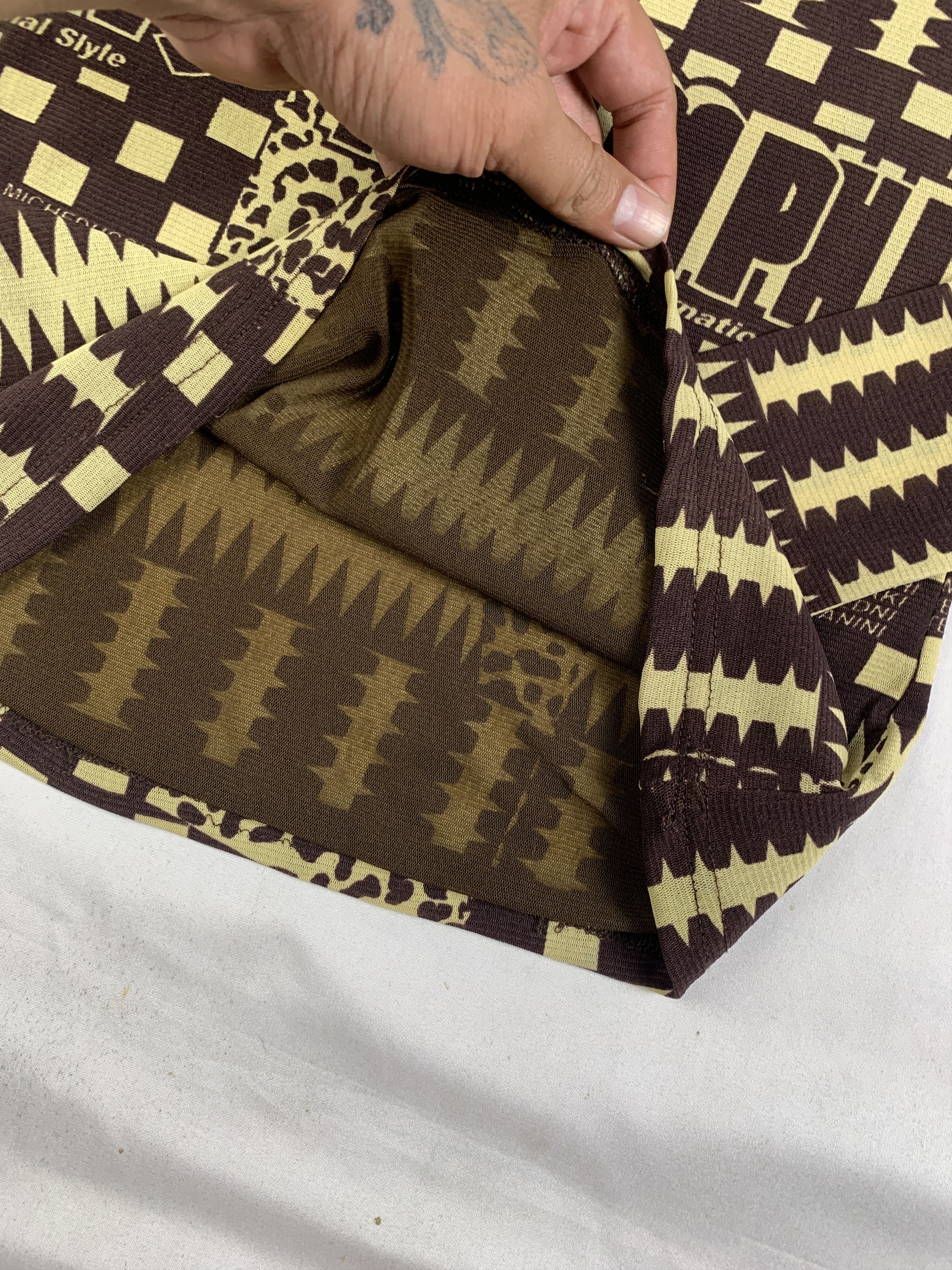 Japanese Brand Dan Mey Brown Memphis Zigzag Mesh Top (S) Size S / US 4 / IT 40 - 7 Thumbnail