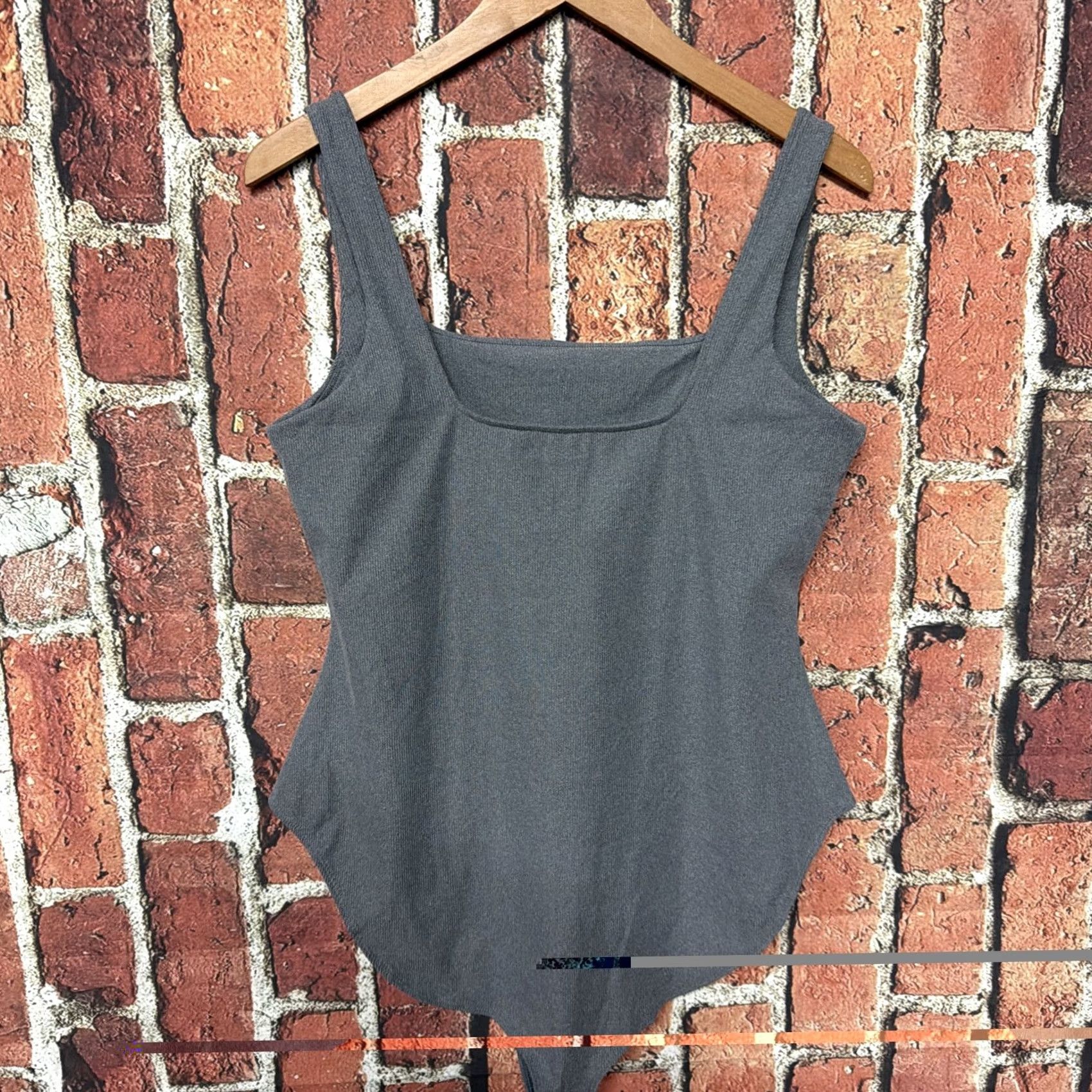 Girlfriend Collective Girlfriend Collective Women's Gray Ribbed Built In Bra Bodysuit 2XL Plus Size Shirt Long Sleeve Mock Neck Built-In Bra Casual Basic - 2XL Girls? Size XXL / US 16-18 / IT 52-54 - 2 Thumbnail