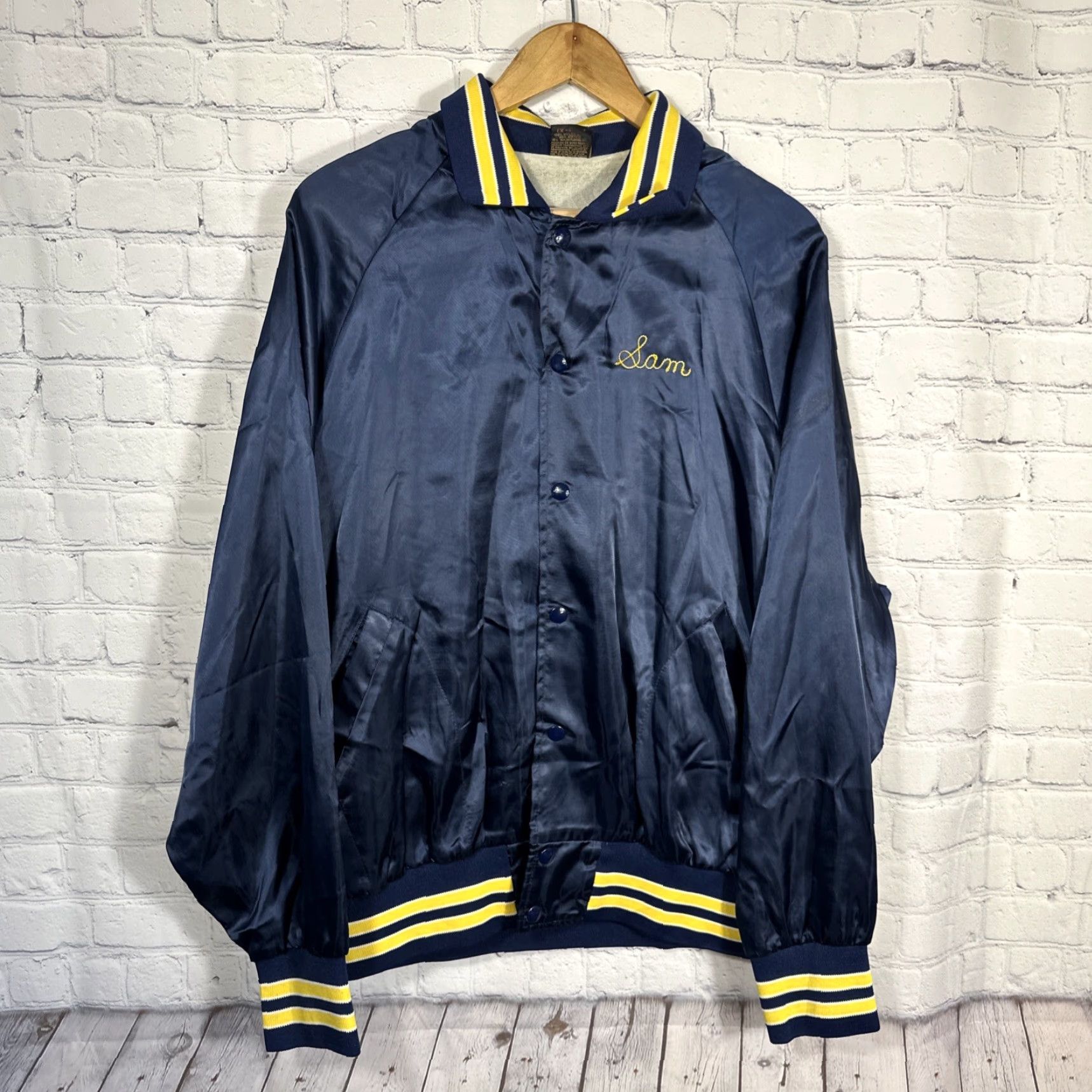Express VINTAGE Aristo Jac Satin Bomber Jacket Blue XL Men Regular Size 80s 90s Logo Size US XL / EU 56 / 4 - 5 Thumbnail