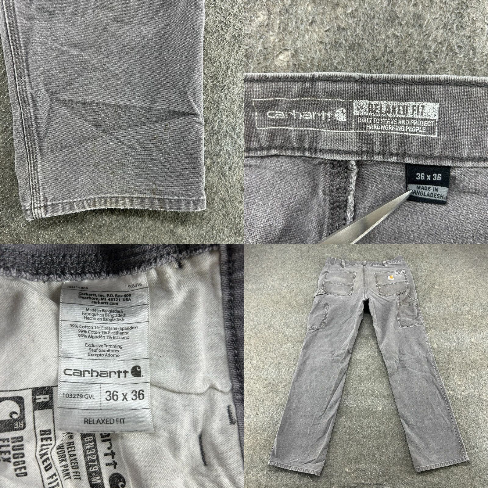 Carhartt Carhartt Pants Mens 36x36 Grey Carpenter Workwear Rugged Flex Relaxed Fit Canvas Size US 36 / EU 52 - 9 Thumbnail