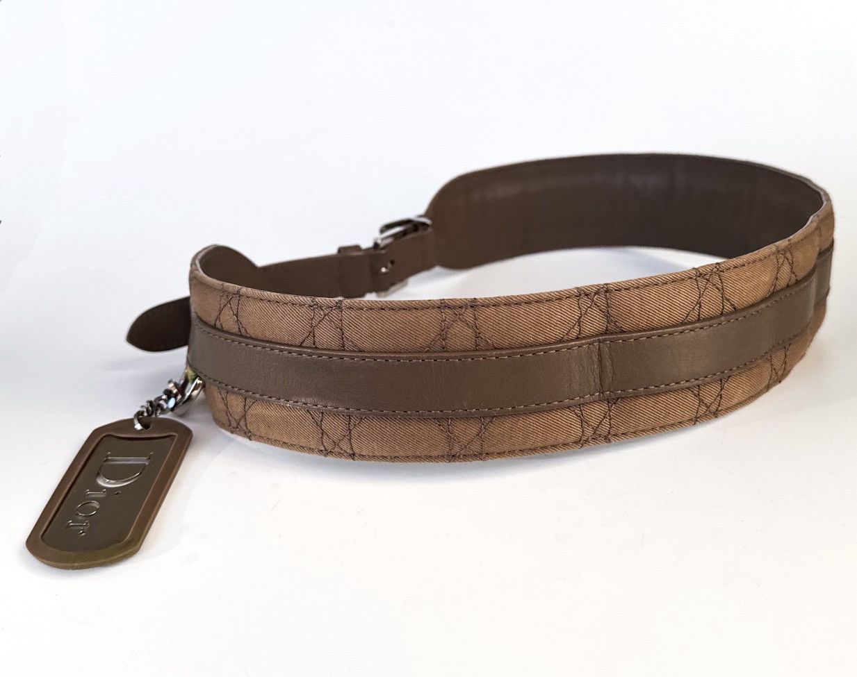Dior Christian Dior khaki olive brown belt quilted Cannage Size ONE SIZE - 15 Thumbnail