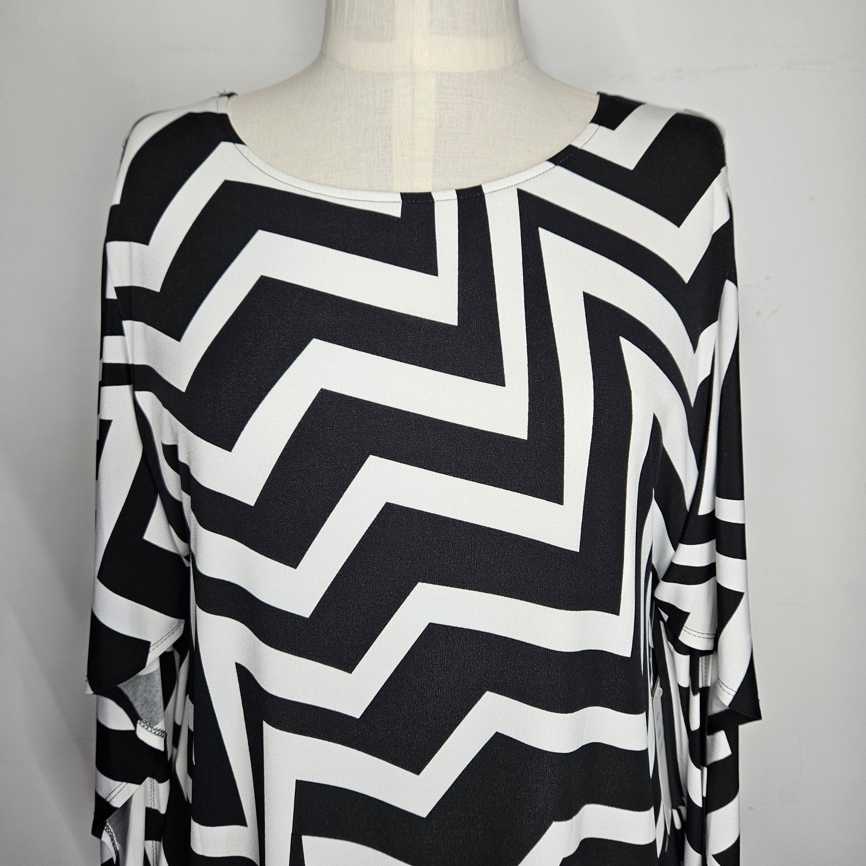 Other Sandra Darren Size 12 Dress Dressy Black White Modern Zig Size L / US 10 / IT 46 - 5 Thumbnail