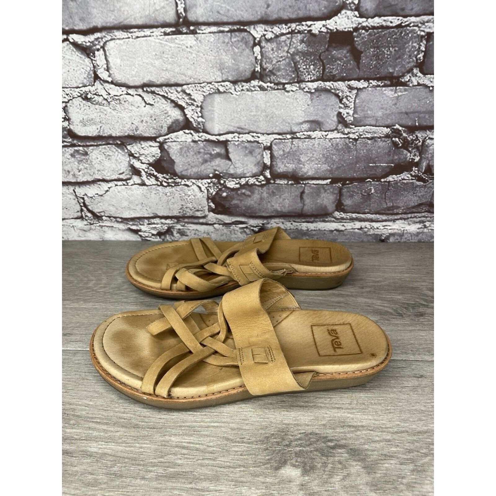 Teva Teva Encanta Tan Brown Leather Casual Toe Slides Sandals Wom Size US 7 / IT 37 - 17 Thumbnail