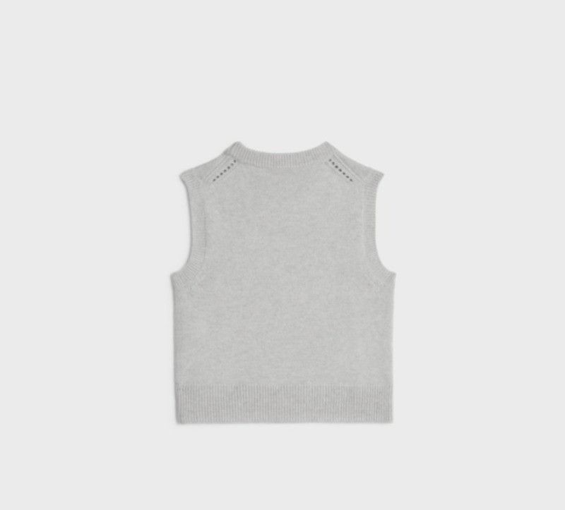 Celine o1w1db10125 2AD5N317V Heritage Cashmere Triomphe Tank Top Size XS / US 0-2 / IT 36-38 - 2 Thumbnail