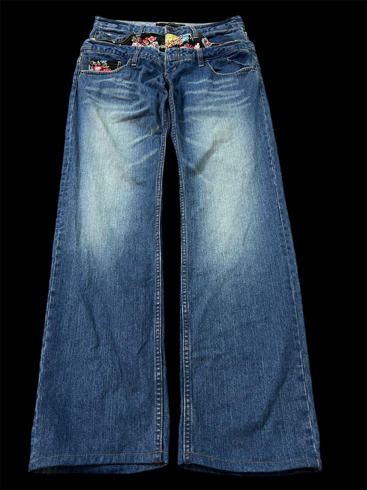 Japanese Brand DOMINATE HANDCRAFTED DOUBLE WAIST FLOWER JEANS RARE Size US 30 / EU 46 - 1 Thumbnail