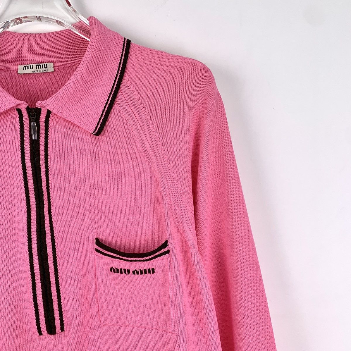 Miu Miu MiuMiu Half-Zip Collared Long Sleeve Knit Polo Shirt K26WX Size S / US 4 / IT 40 - 3 Thumbnail