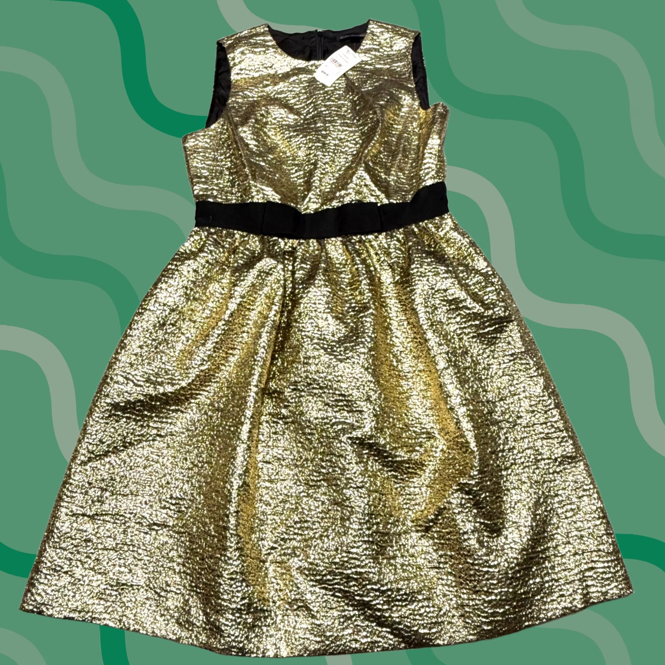 Brooks Brothers Brooks Brothers Dress 8 A-Line Sleeveless Party Cocktail NWT Gold Jacquard Knee Length Women Dress Size M / US 6-8 / IT 42-44 - 1 Thumbnail