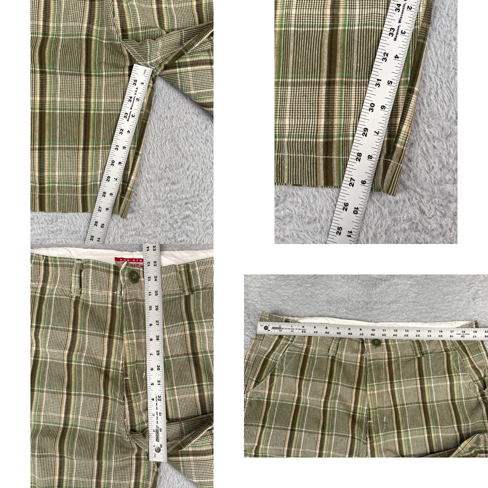 Vintage Sofich Mens Shorts Cargo Plaid Green 40 Cotton Blend Hike Skate Casual 9" Size US 40 / EU 56 - 8 Thumbnail