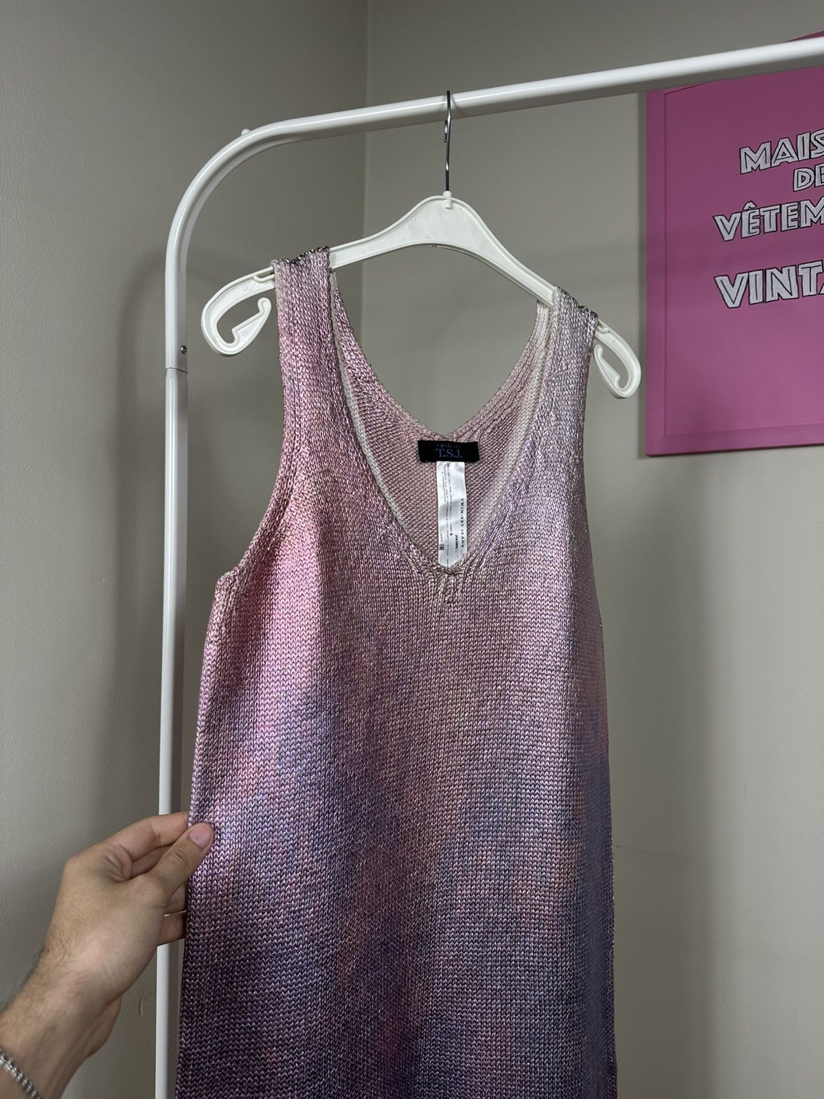 TWINSET Twin-Set Jeans Mini Dress Tank Top Knitted Metallic Pink Size S / US 4 / IT 40 - 6 Thumbnail