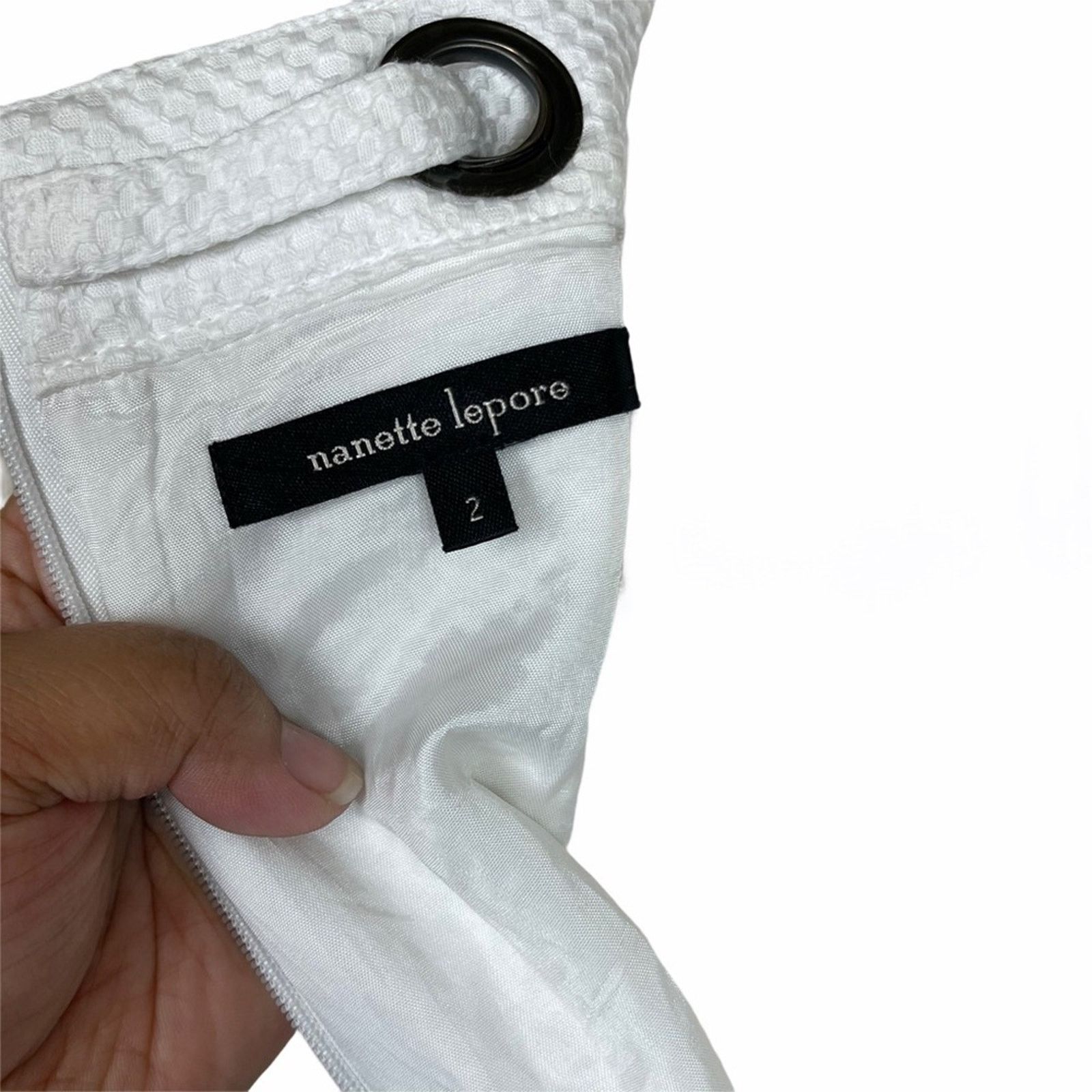 Nanette Lepore Nanette Lepore Short Sleeve Pique Workaholic Dress White 2 Size XS / US 0-2 / IT 36-38 - 7 Thumbnail