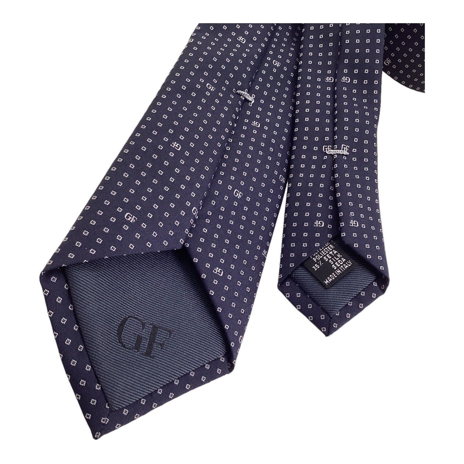 Gianfranco Ferre GIANFRANCO FERRÉ Blue Geometric Monogrammed Silk Slim Tie It Size ONE SIZE - 4 Thumbnail