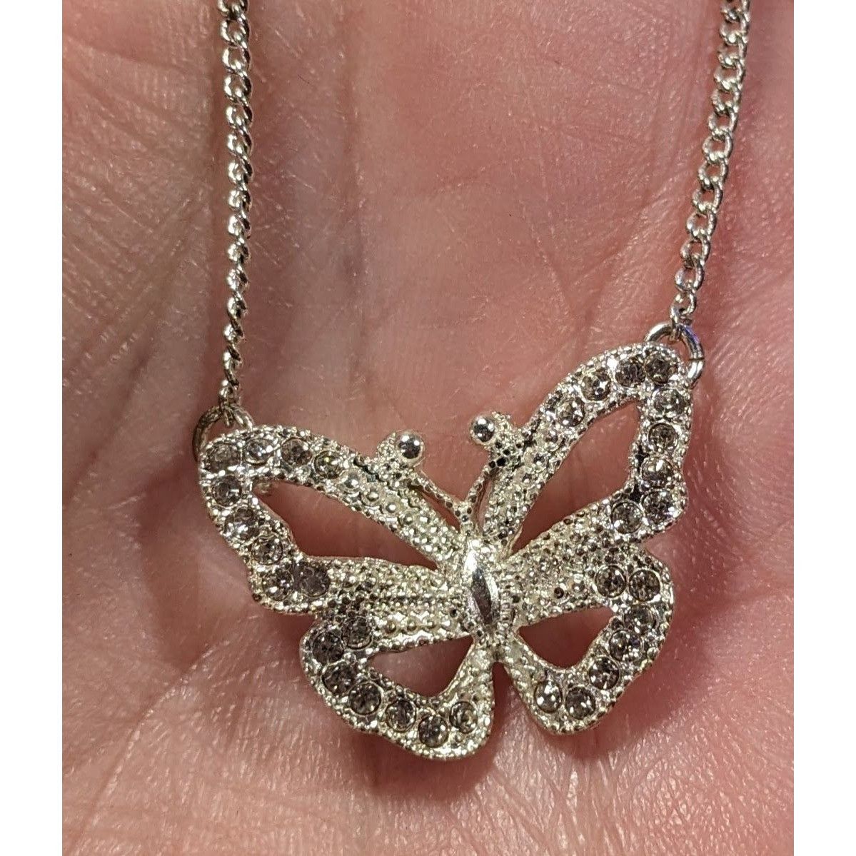Other Vintage Avon Butterfly Silver Tone Rhinestone Necklace Size ONE SIZE - 6 Thumbnail