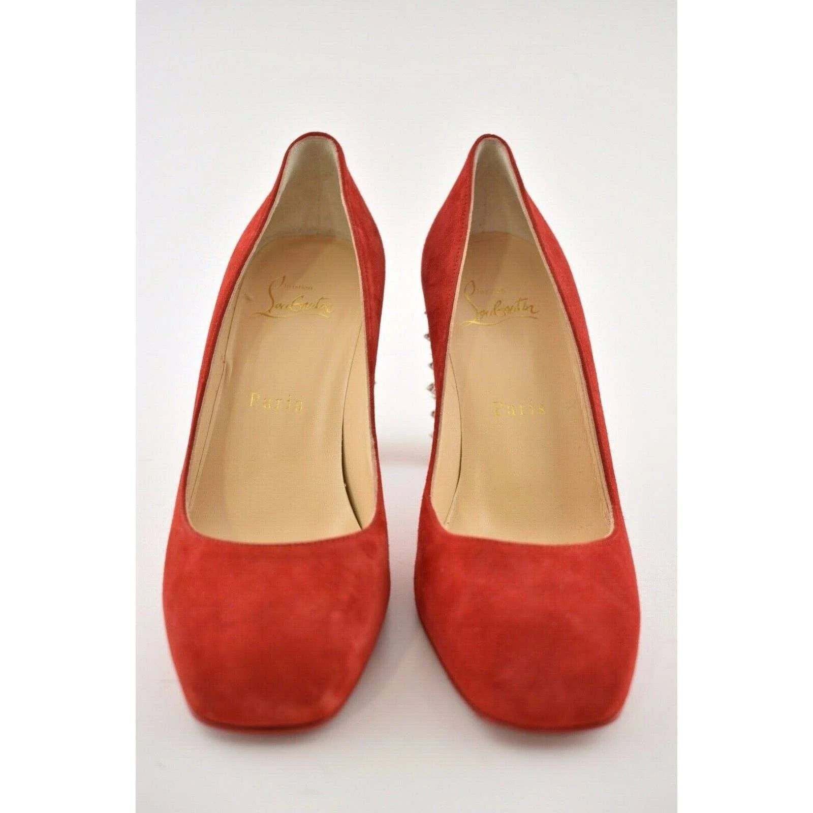 Christian Louboutin Christian Louboutin Donna Stud Spikes 85 Loubi Red Silver Size US 8.5 / IT 38.5 - 6 Thumbnail
