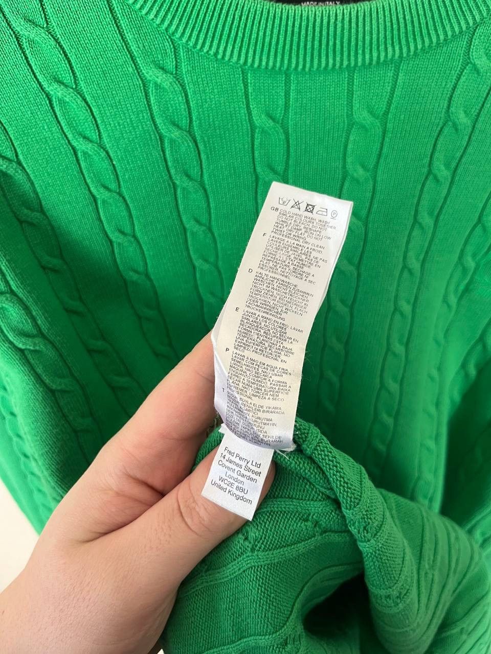 Fred Perry × Raf Simons Fred Perry Raf Simons Green Cable-Knit Crew Neck Sweater Size US M / EU 48-50 / 2 - 6 Thumbnail