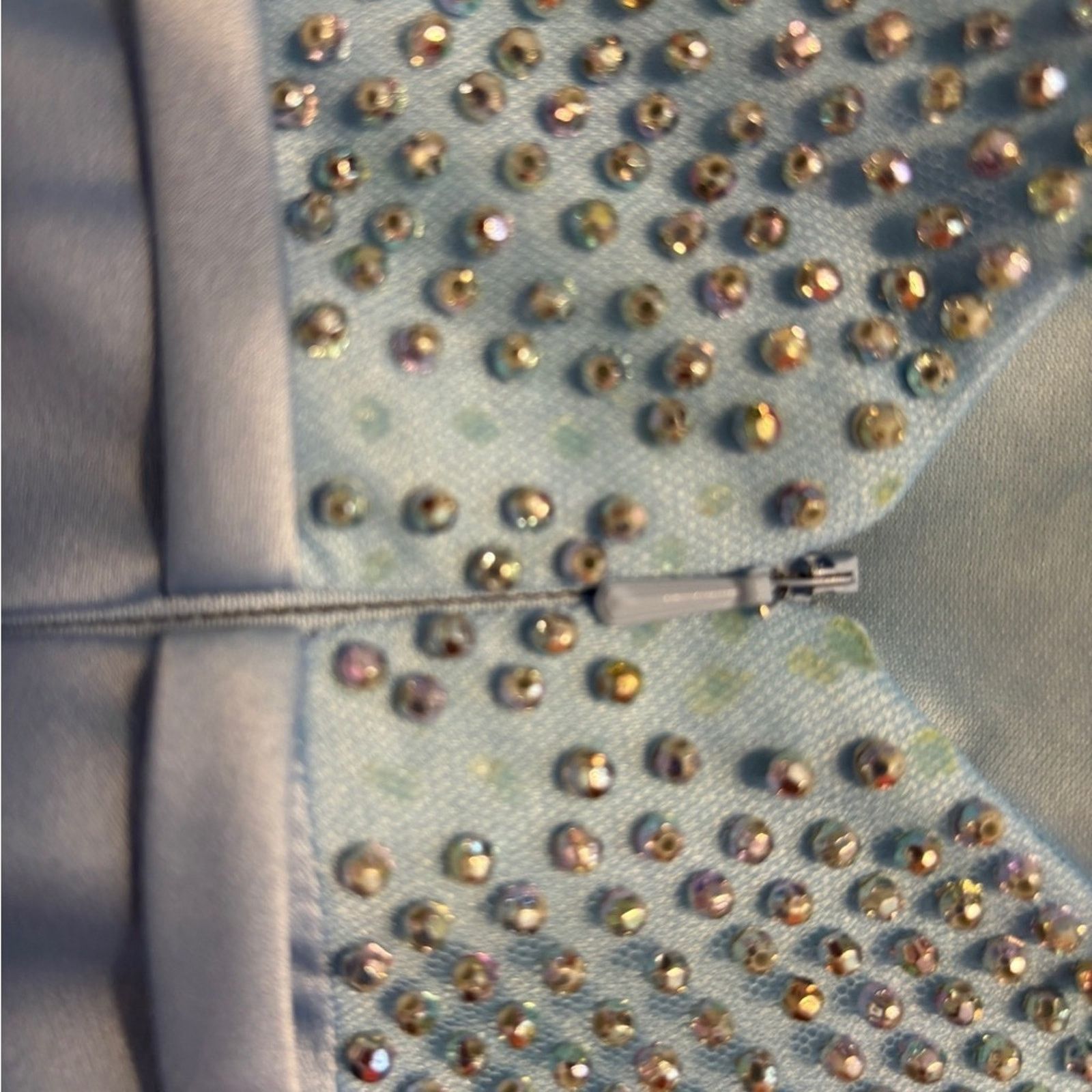 Other La Femme Light Blue Bead High Neck Cut Out Formal Prom Dress Size S / US 4 / IT 40 - 4 Thumbnail