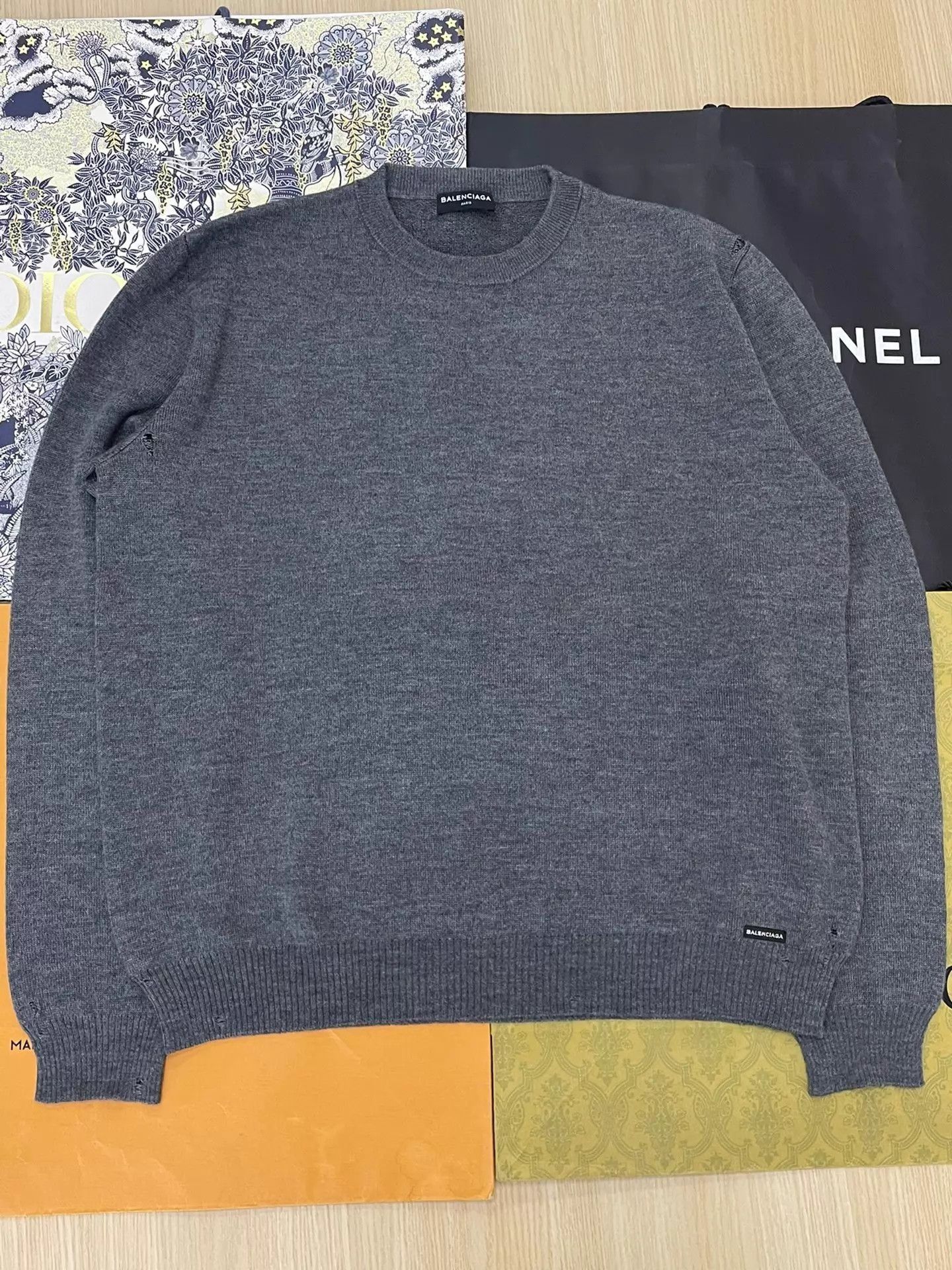 Balenciaga Gray Crewneck Sweater - Size M Size US M / EU 48-50 / 2 - 1 Thumbnail