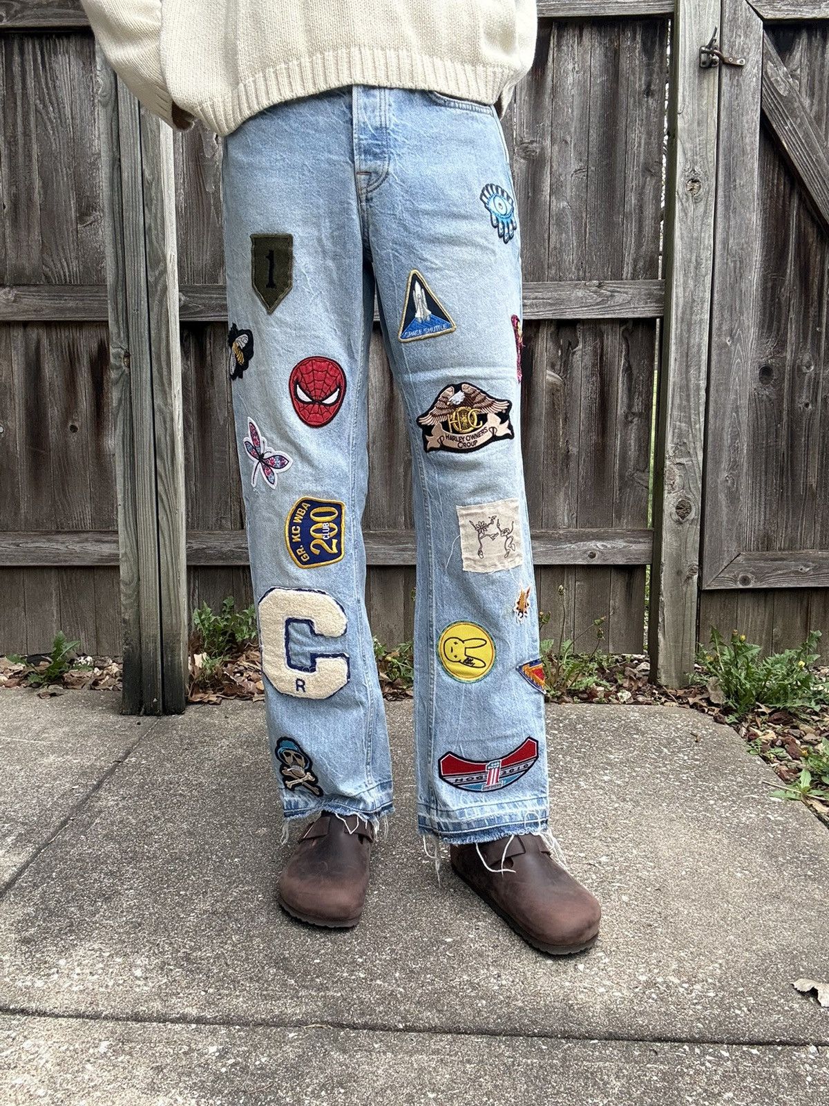 Topman Custom Rework Topman Straight Fit Jeans 1of1 - Patchwork Size US 30 / EU 46 - 1 Thumbnail