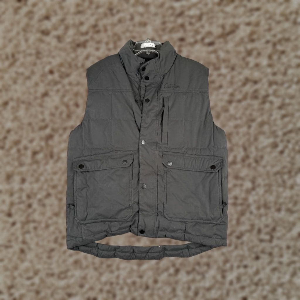 Vintage VINTAGE Cabela's Vest Mens Gray Down Insulation Pockets Lined Fleece Warm Outdoor Sport Regular M Size US M / EU 48-50 / 2 - 1 Thumbnail