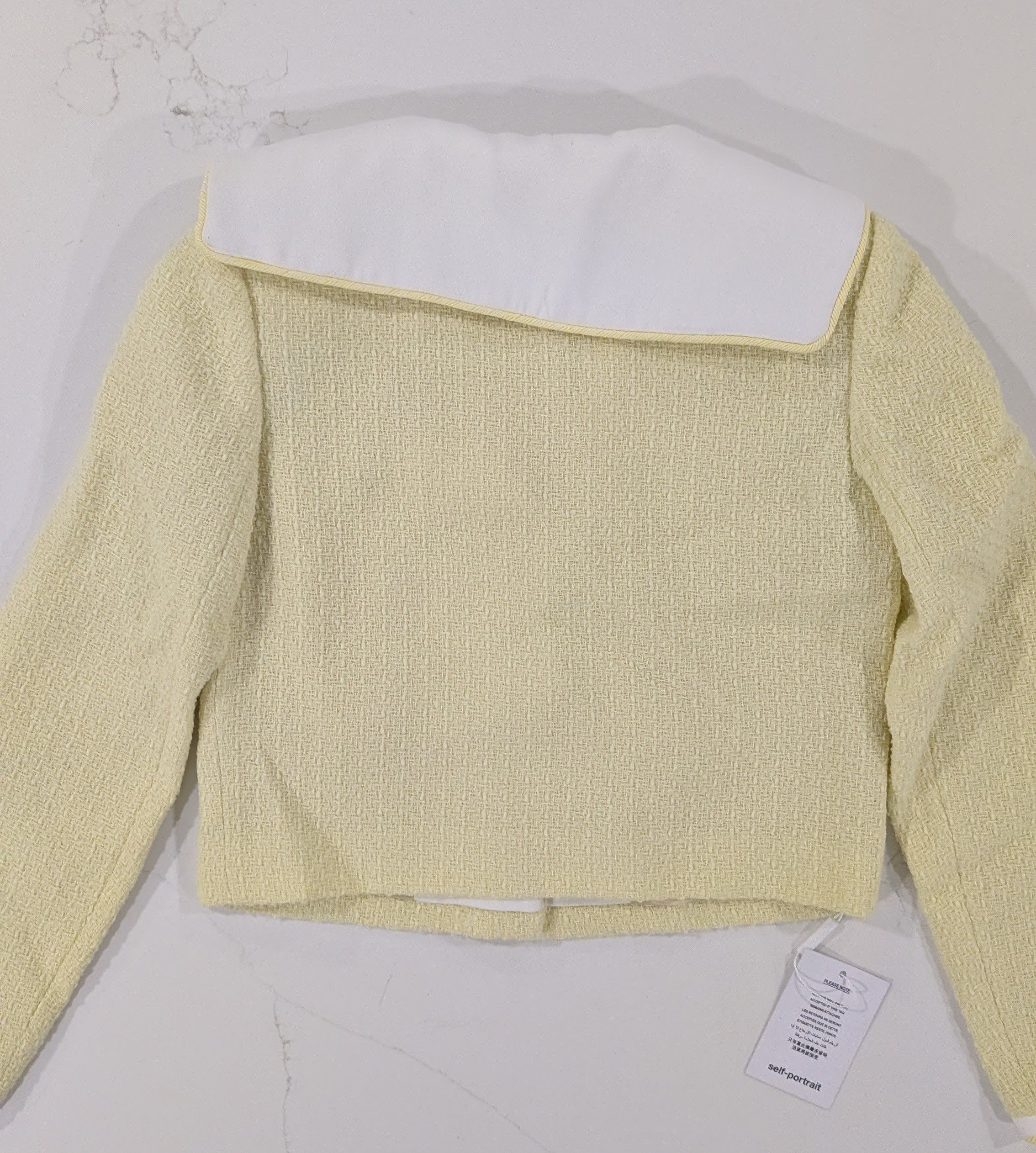 Self-Portrait Self-Portrait Yellow Bouclé Cropped Jacket Contrast Collar Size S / US 4 / IT 40 - 3 Thumbnail