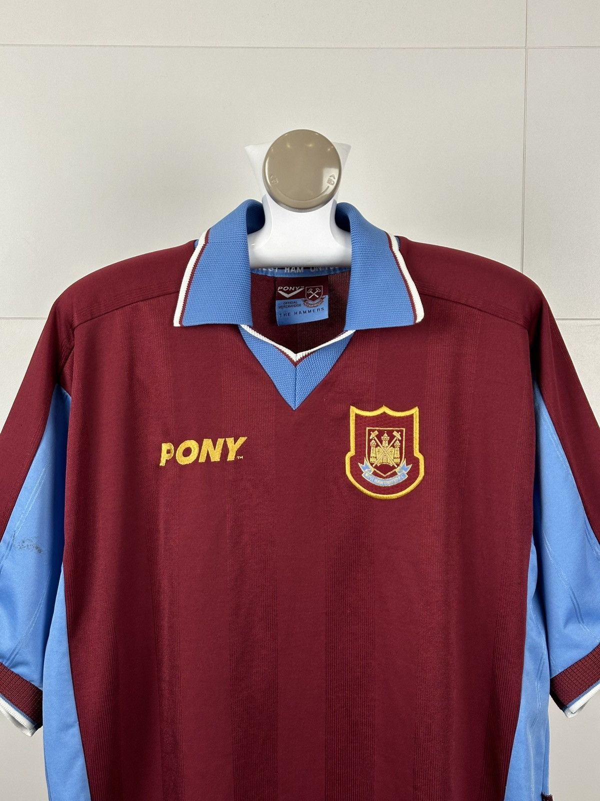 PONY × Vintage WEST HAM UNITED 1997 / 1998 HOME FOOTBAL SOCCER JERSEY PONY Size US L / EU 52-54 / 3 - 3 Thumbnail