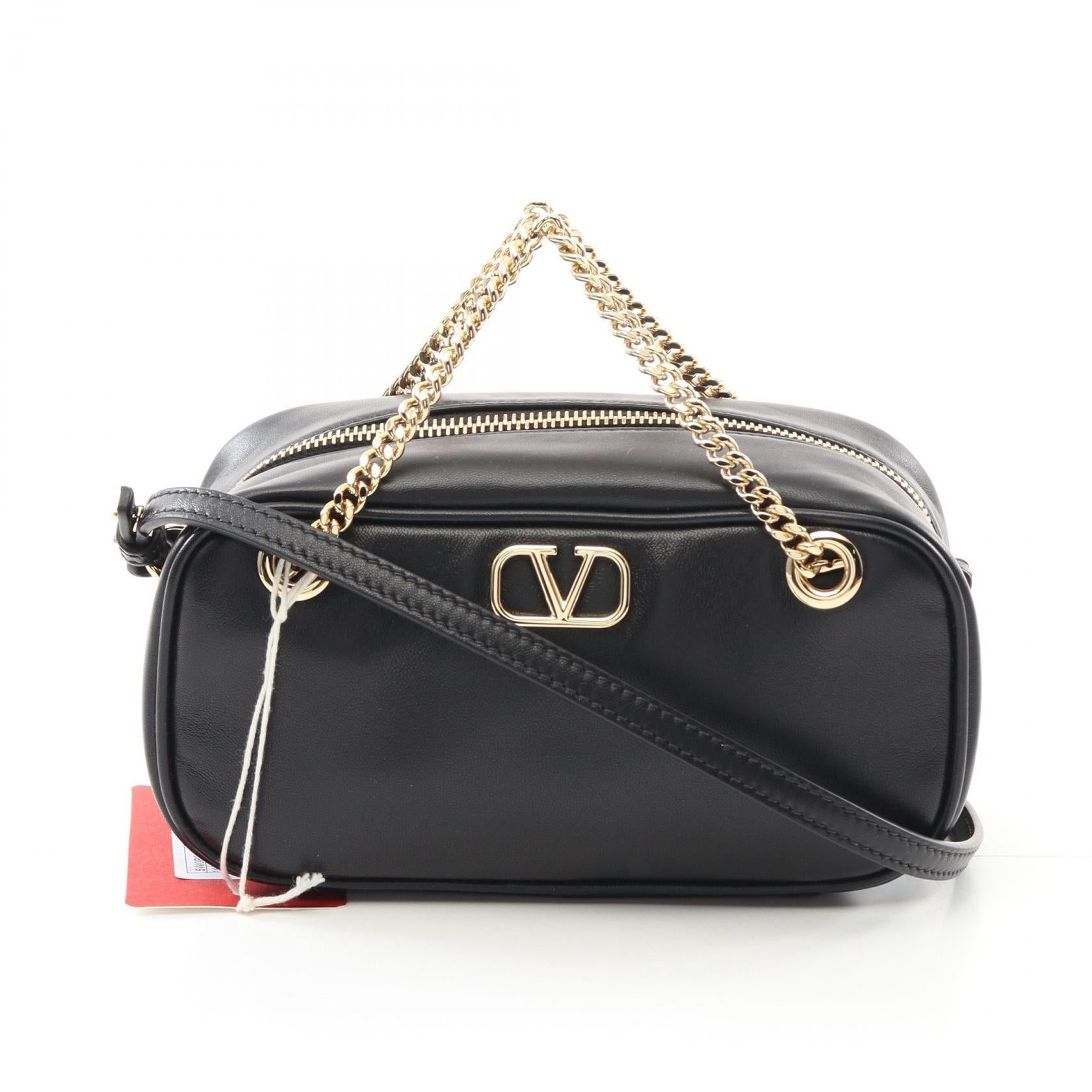 Valentino Valentino V Logo Handbag Leather Black Size ONE SIZE - 1 Thumbnail